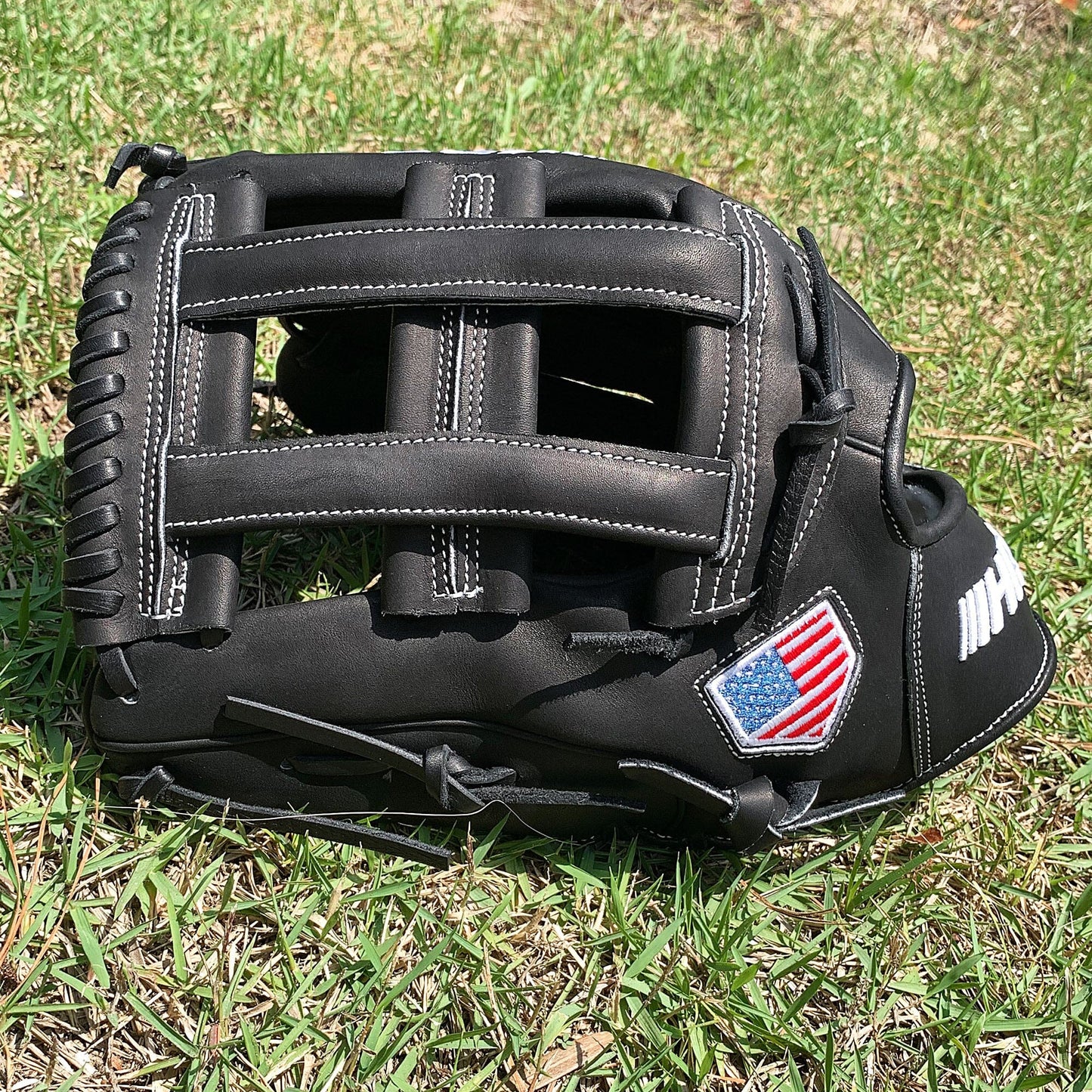 14" Softball Outfielder's Glove - Black Leather - H Web