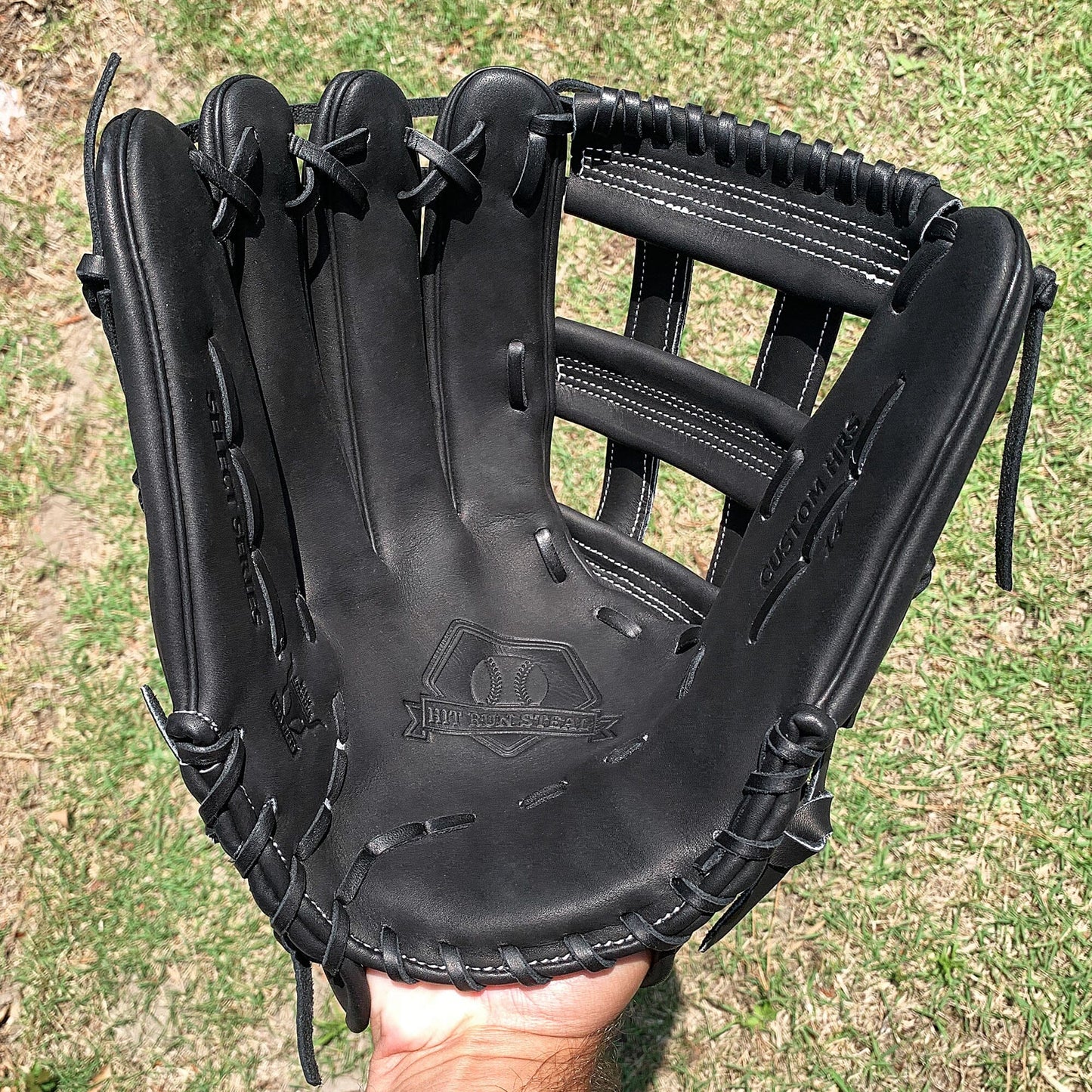 14" Softball Outfielder's Glove - Black Leather - H Web