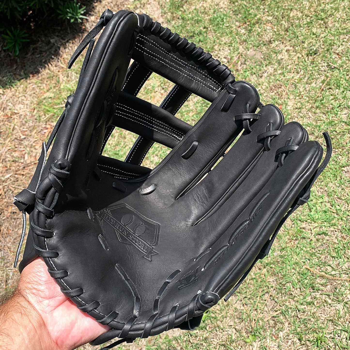 14" Softball Outfielder's Glove - Black Leather - H Web