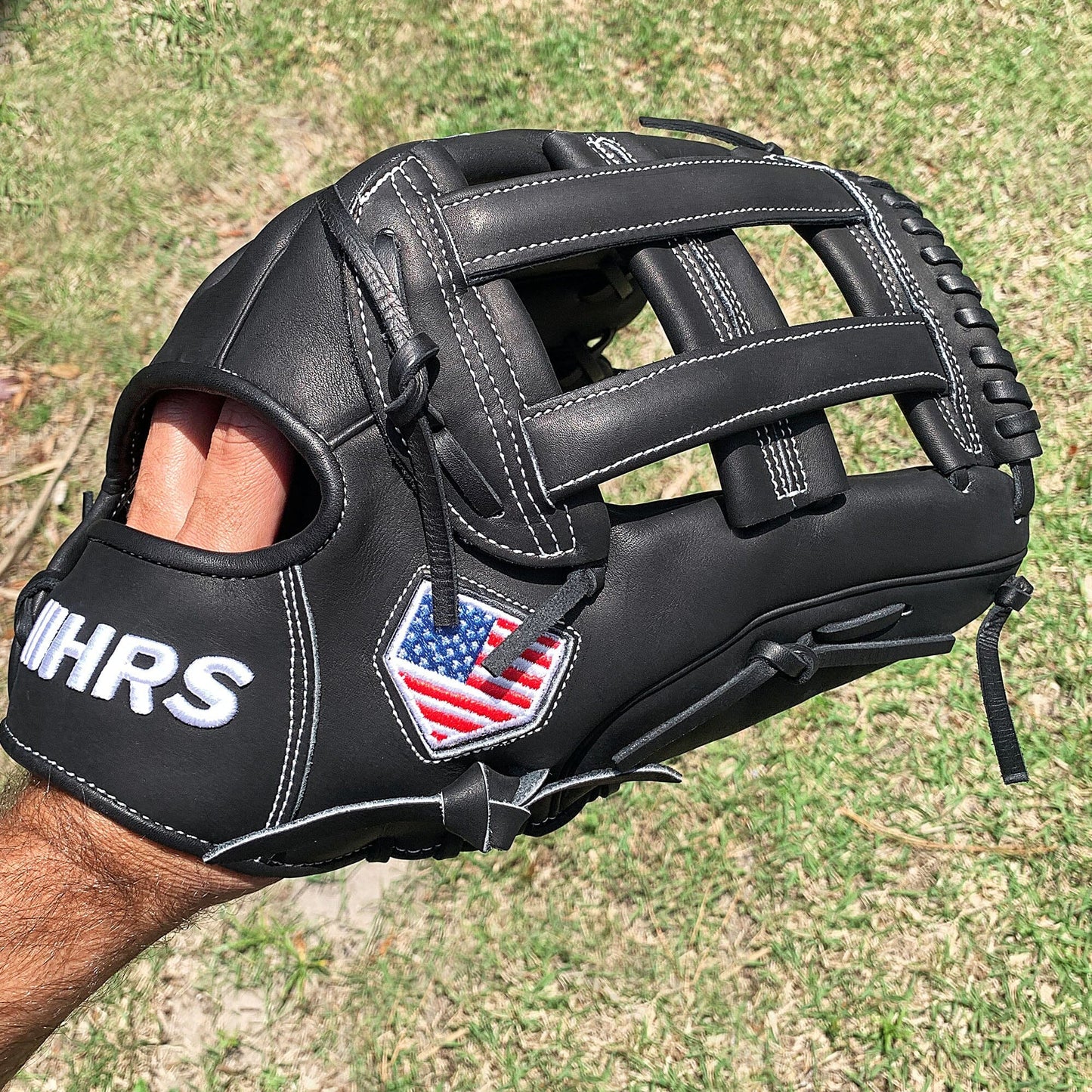 14" Softball Outfielder's Glove - Black Leather - H Web