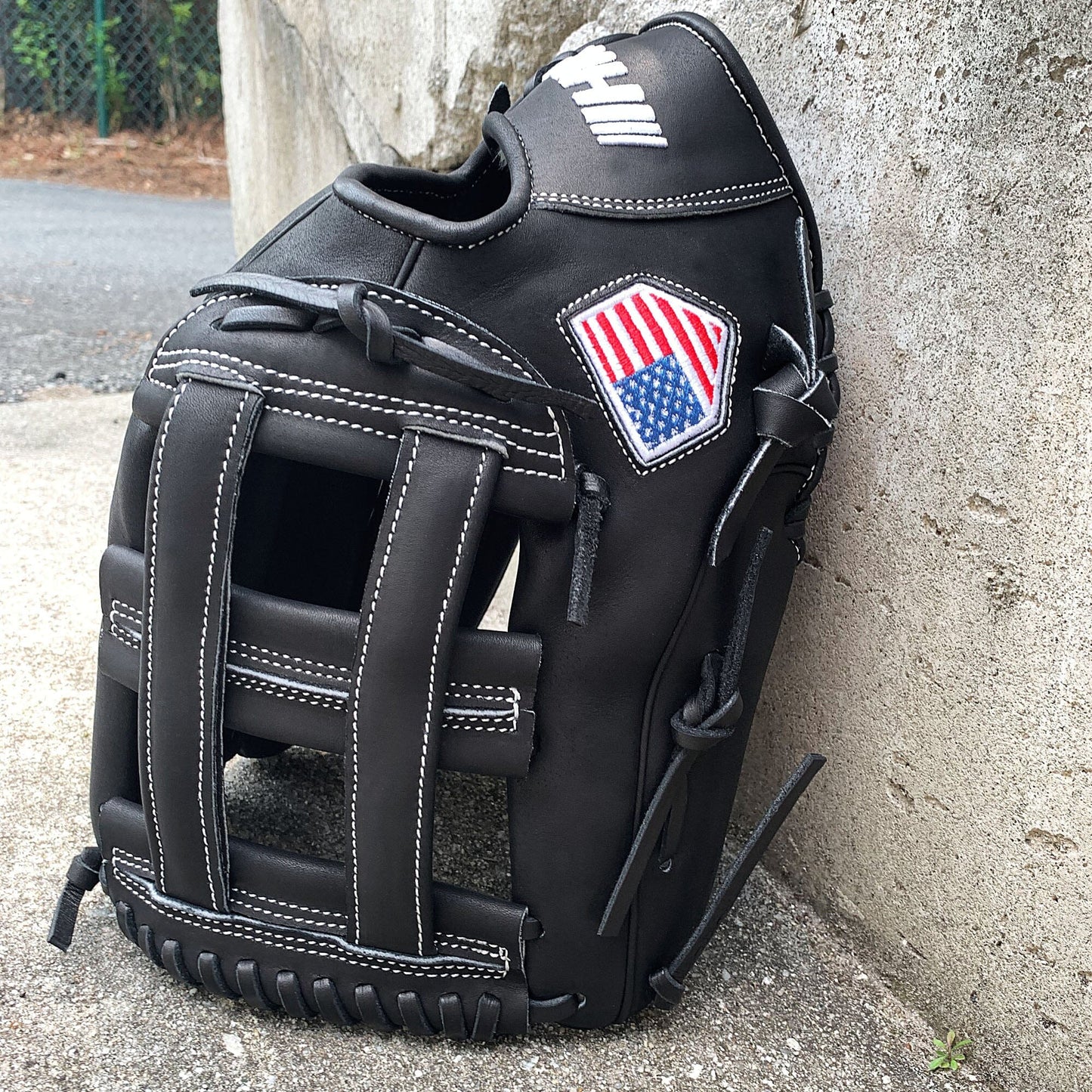 14" Softball Outfielder's Glove - Black Leather - H Web