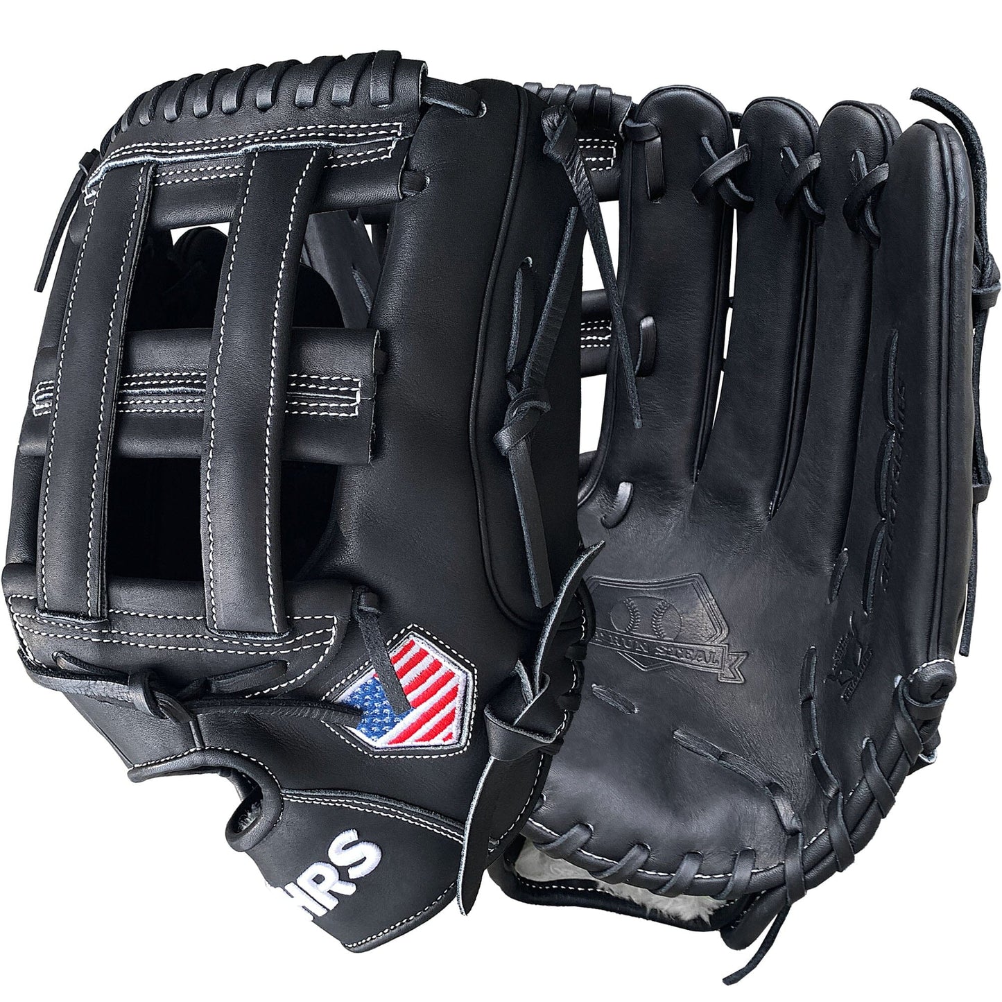 14" Softball Outfielder's Glove - Black Leather - H Web