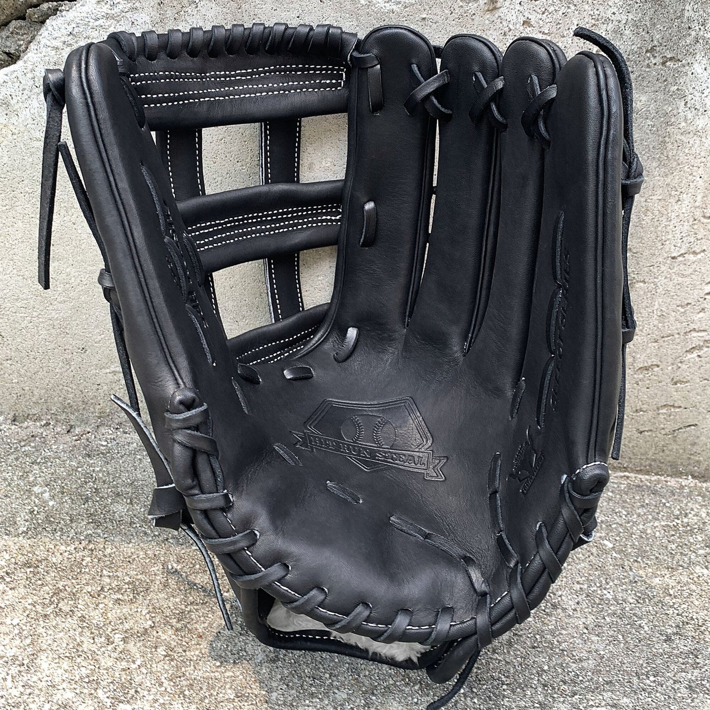 14" Softball Outfielder's Glove - Black Leather - H Web