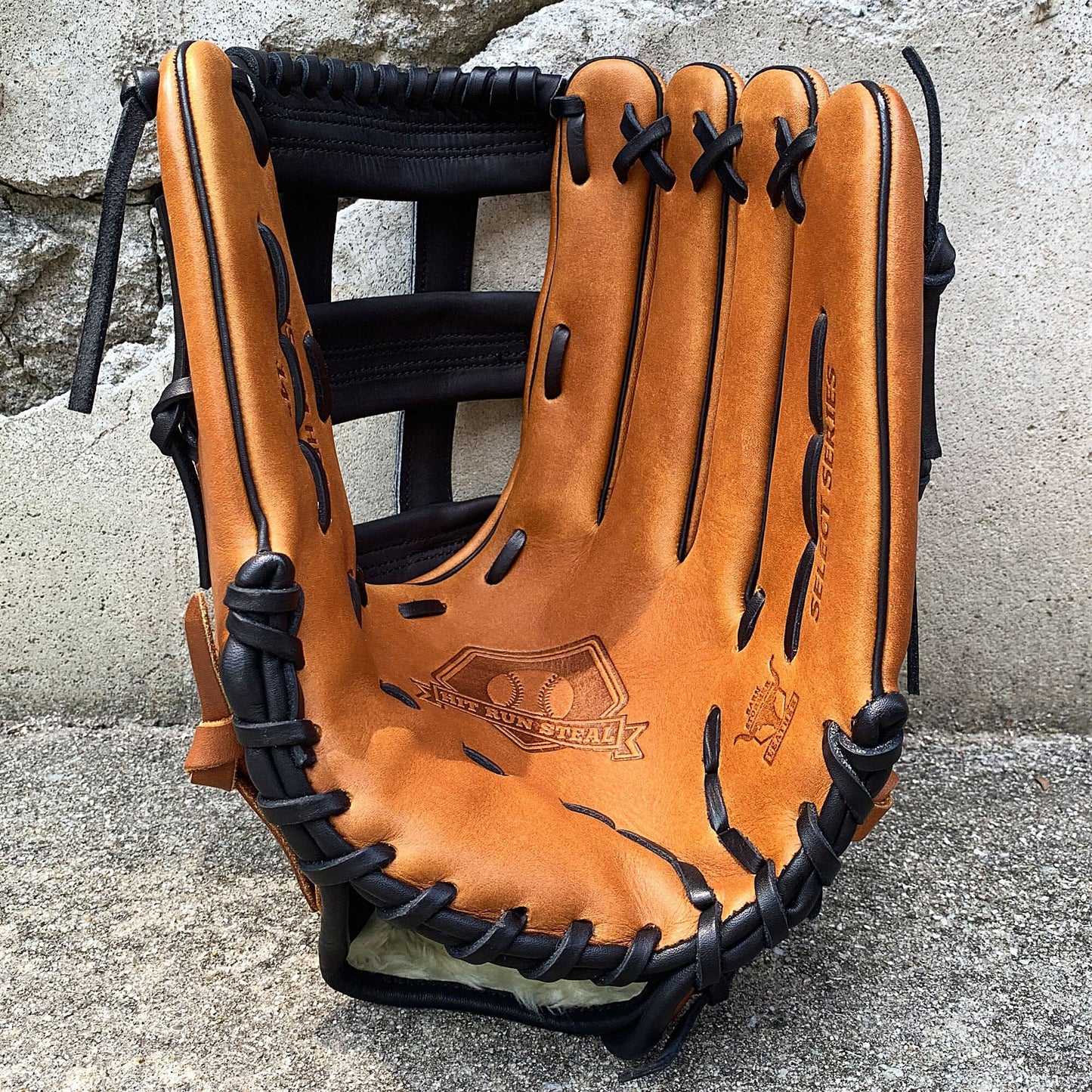 14" Softball Outfielder's Glove - Tan & Black - H Web