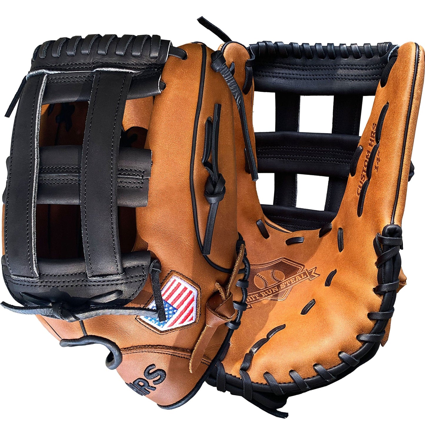 14" Softball Outfielder's Glove - Tan & Black - H Web