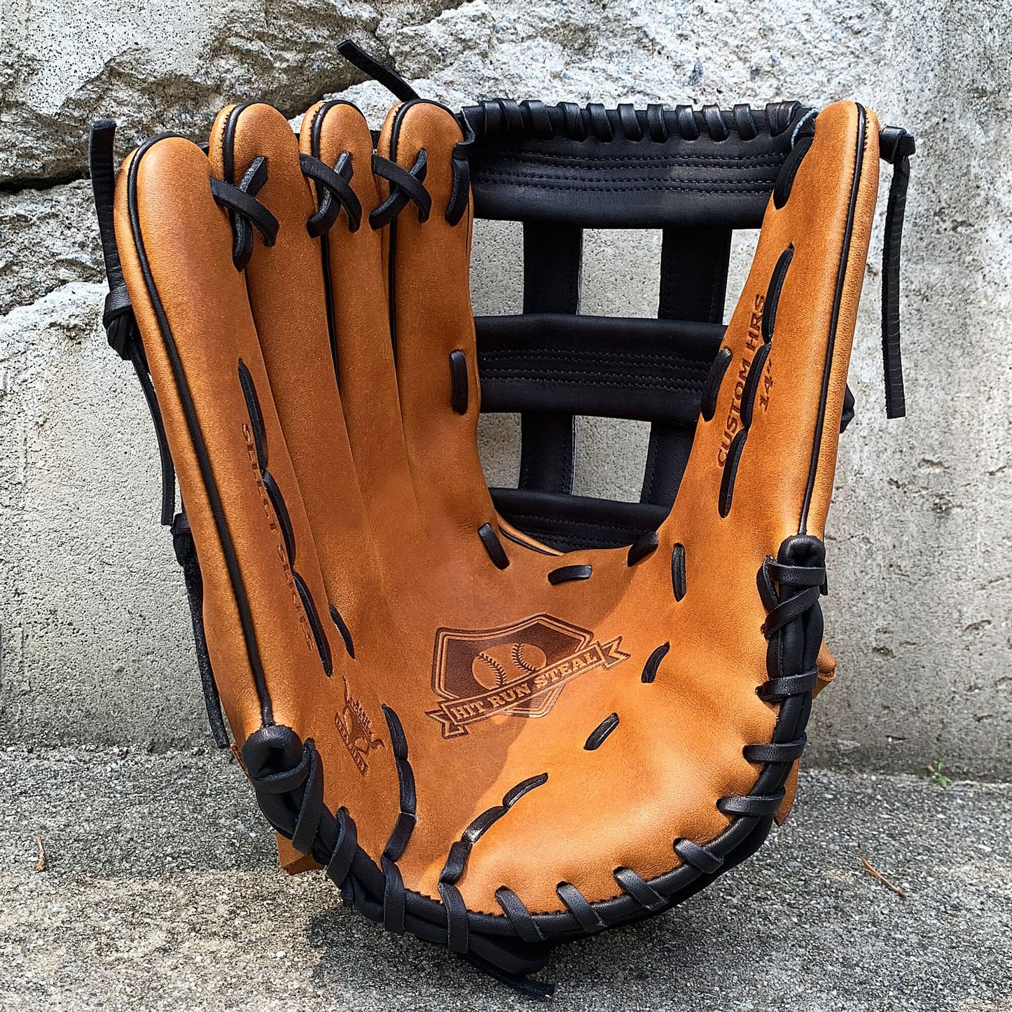 14" Softball Outfielder's Glove - Tan & Black - H Web