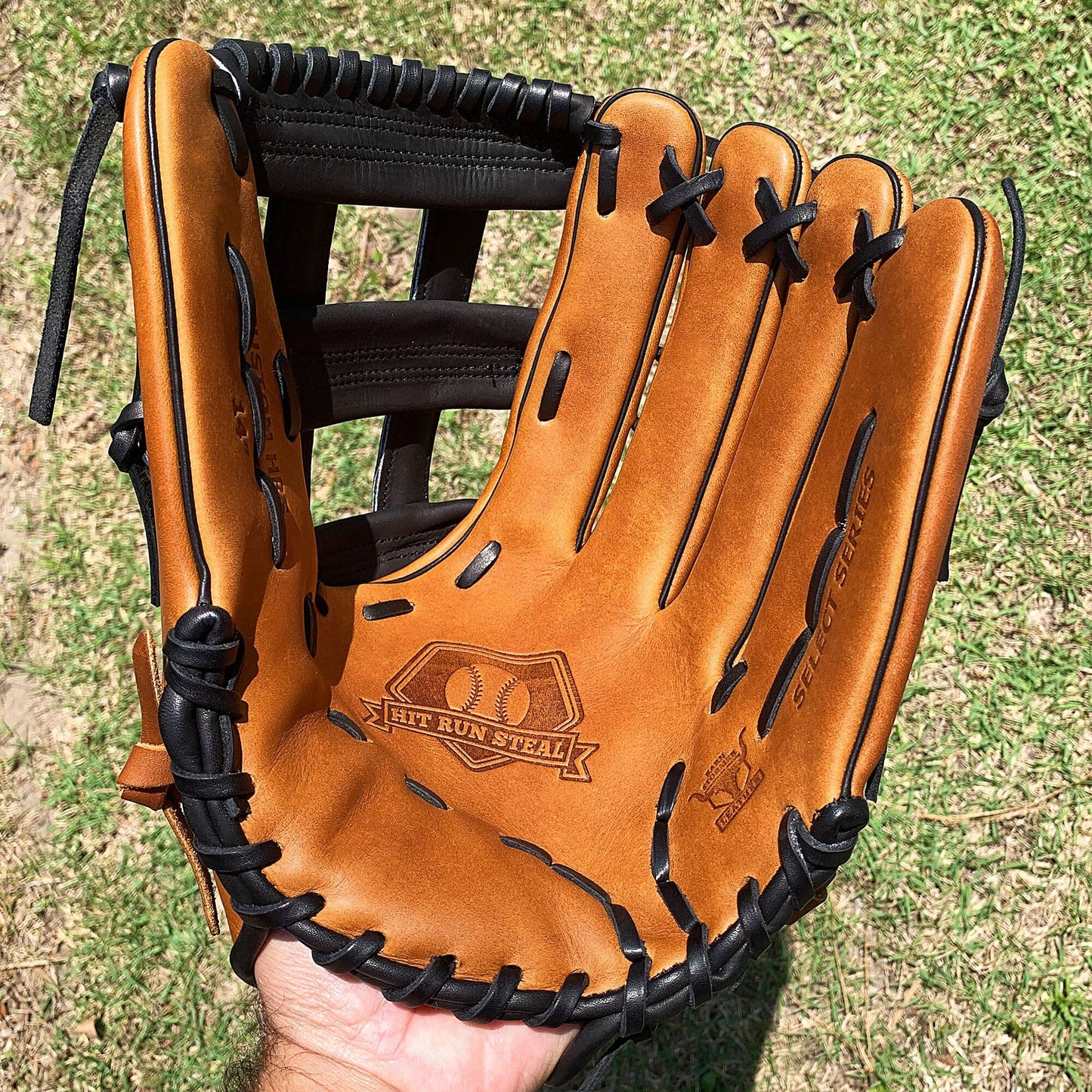 14" Softball Outfielder's Glove - Tan & Black - H Web