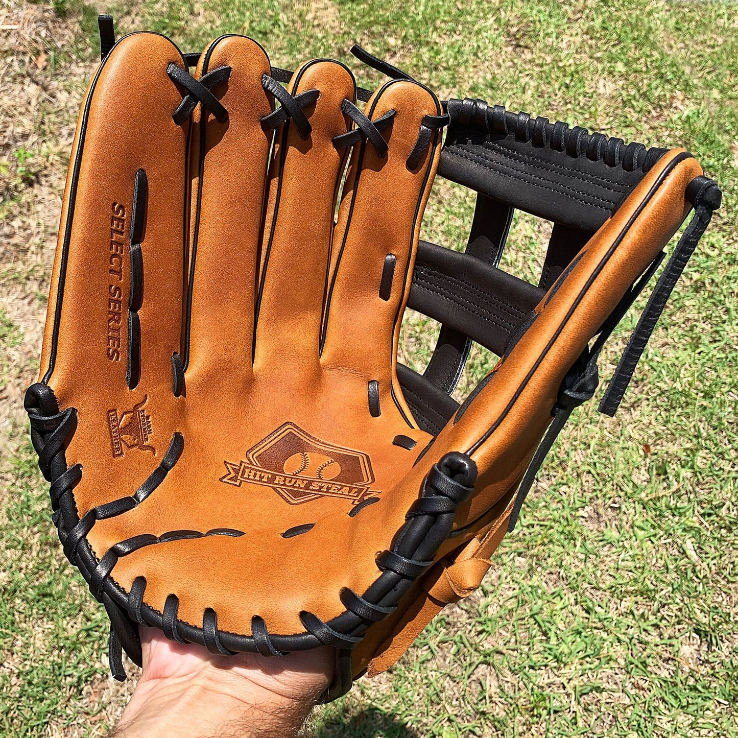 14" Softball Outfielder's Glove - Tan & Black - H Web