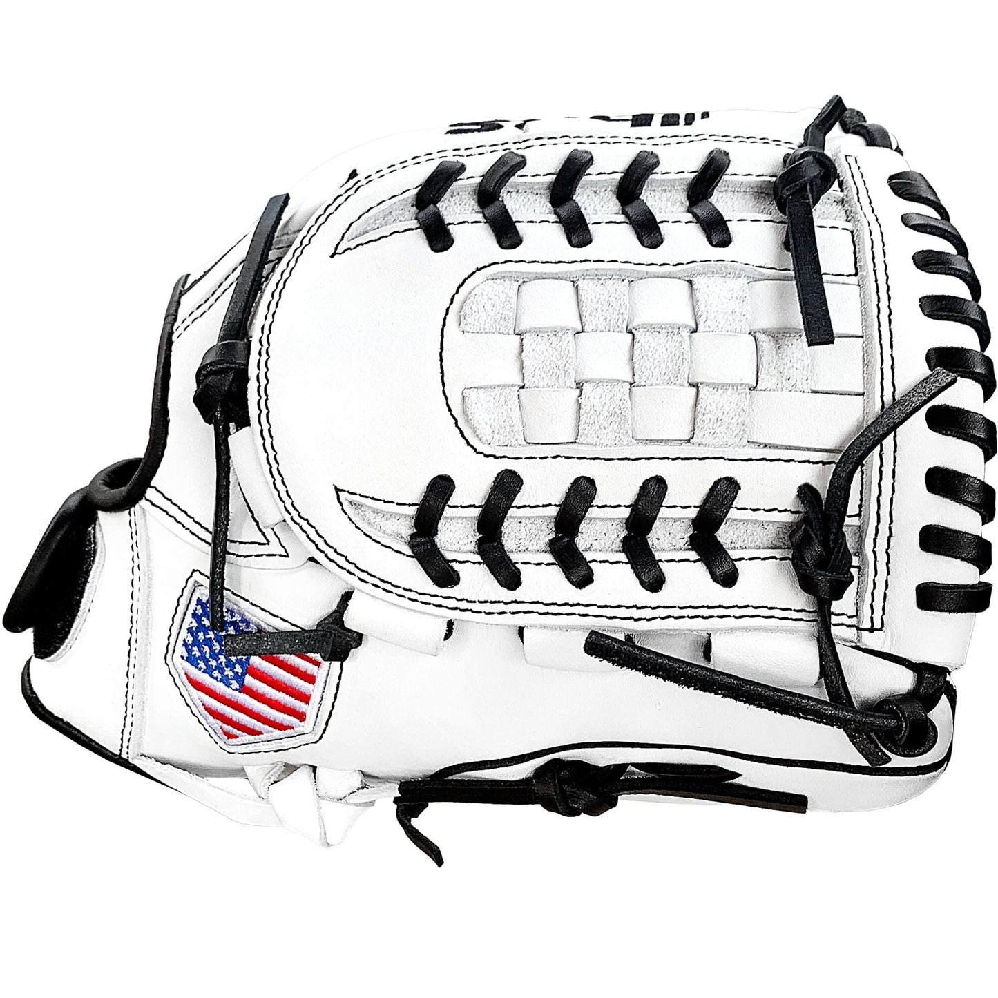 12" White with Black Laces - Grid and Net Web