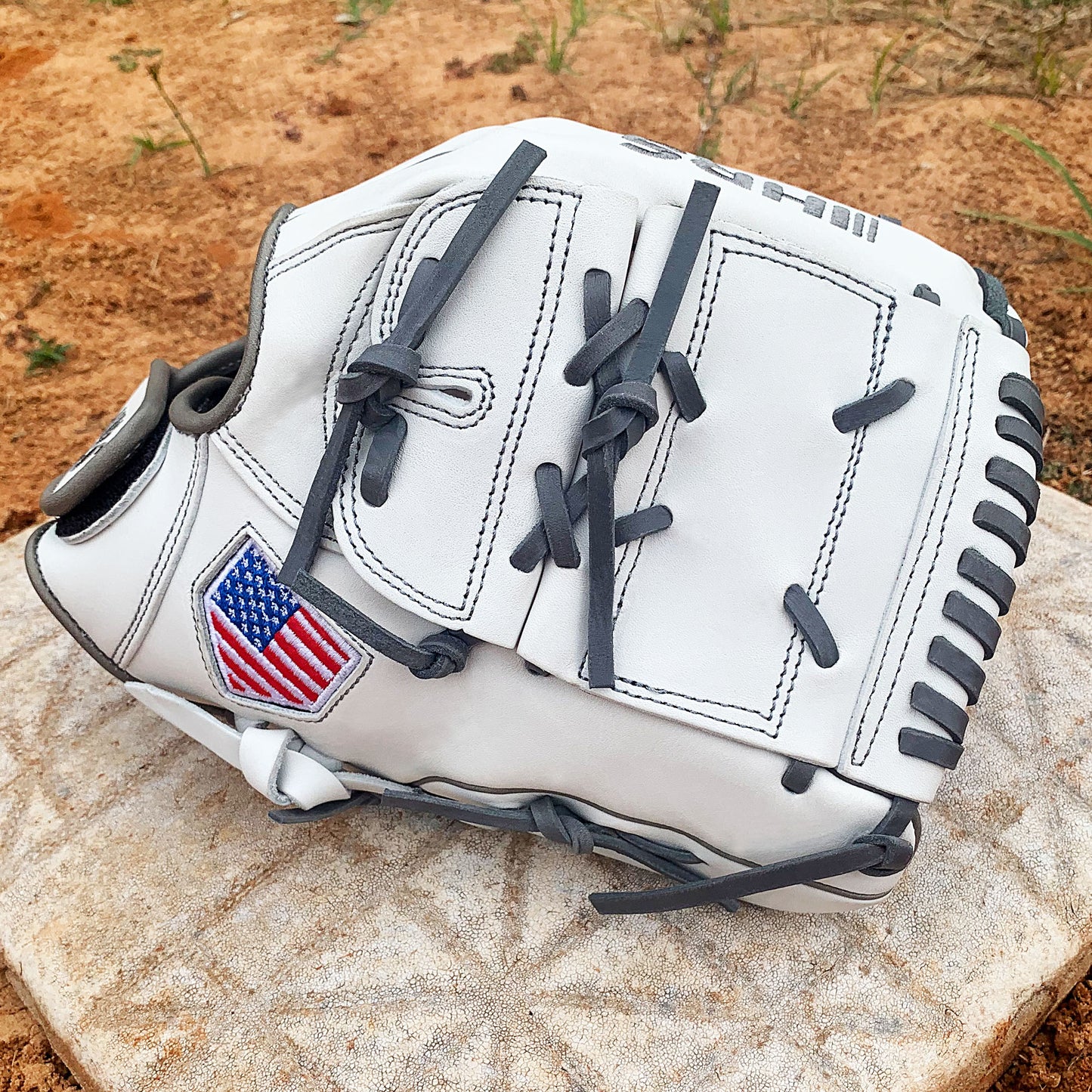 12" - White with Gray Laces - Two Piece Closed Web