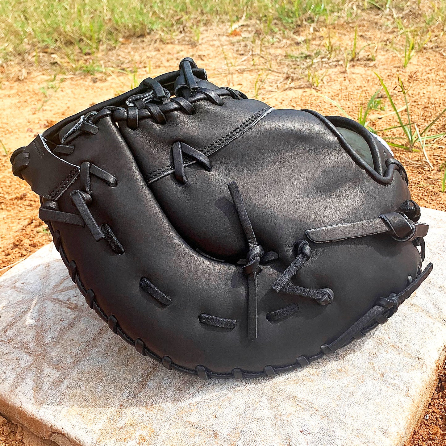 13" Baseball First Base Mitt - Black with Black Laces