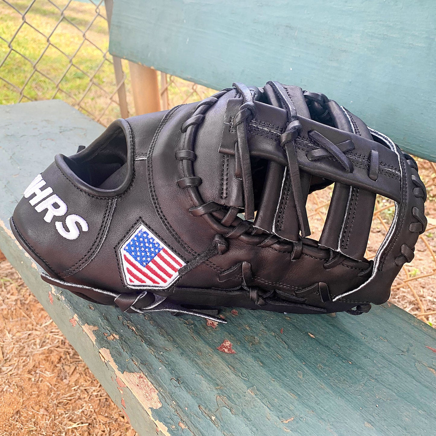 13" Baseball First Base Mitt - Black with Black Laces