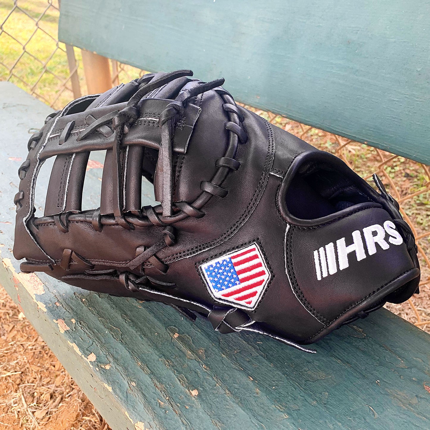 13" Baseball First Base Mitt - Black with Black Laces