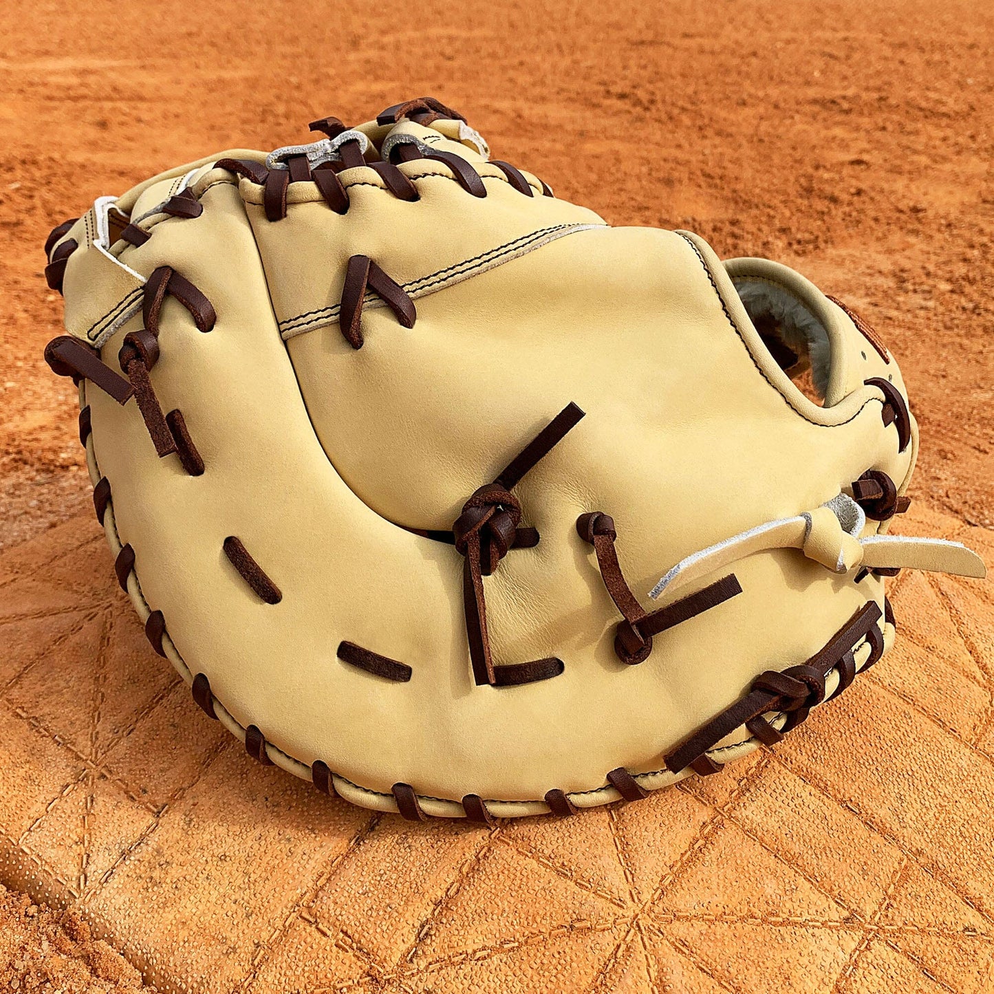 13" Baseball First Base Mitt - Cream with Dark Brown Laces