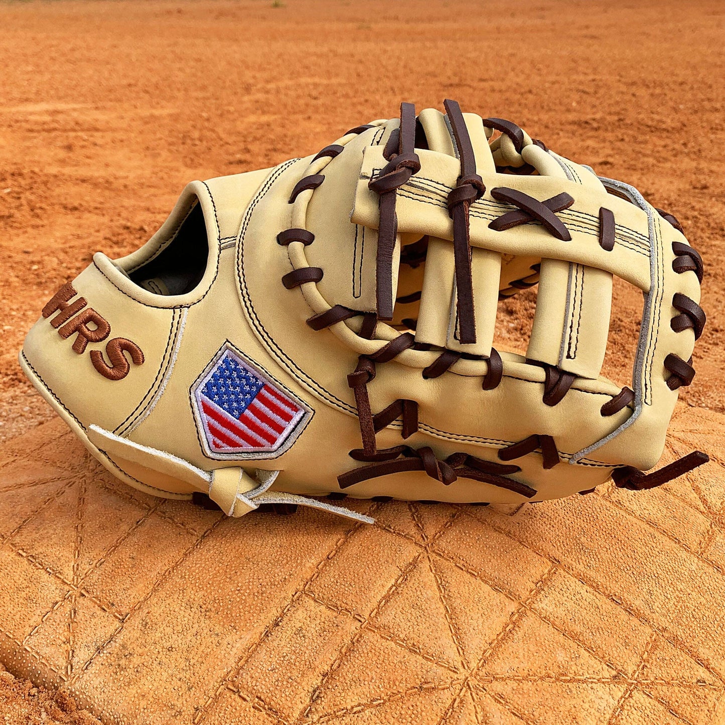 13" Baseball First Base Mitt - Cream with Dark Brown Laces