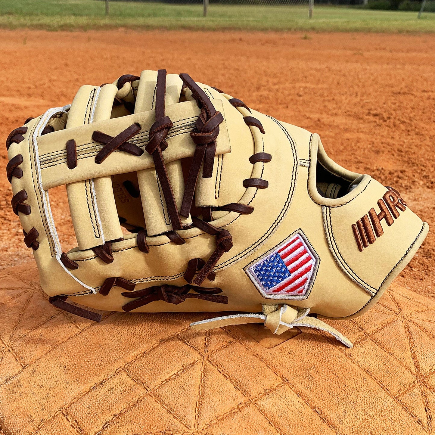 13" Baseball First Base Mitt - Cream with Dark Brown Laces