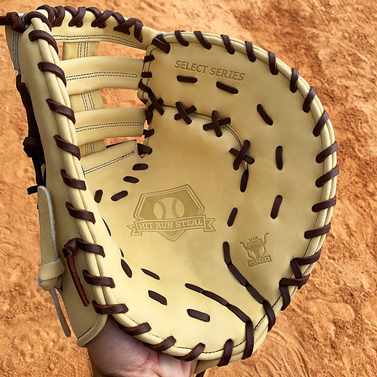 13" Baseball First Base Mitt - Cream with Dark Brown Laces