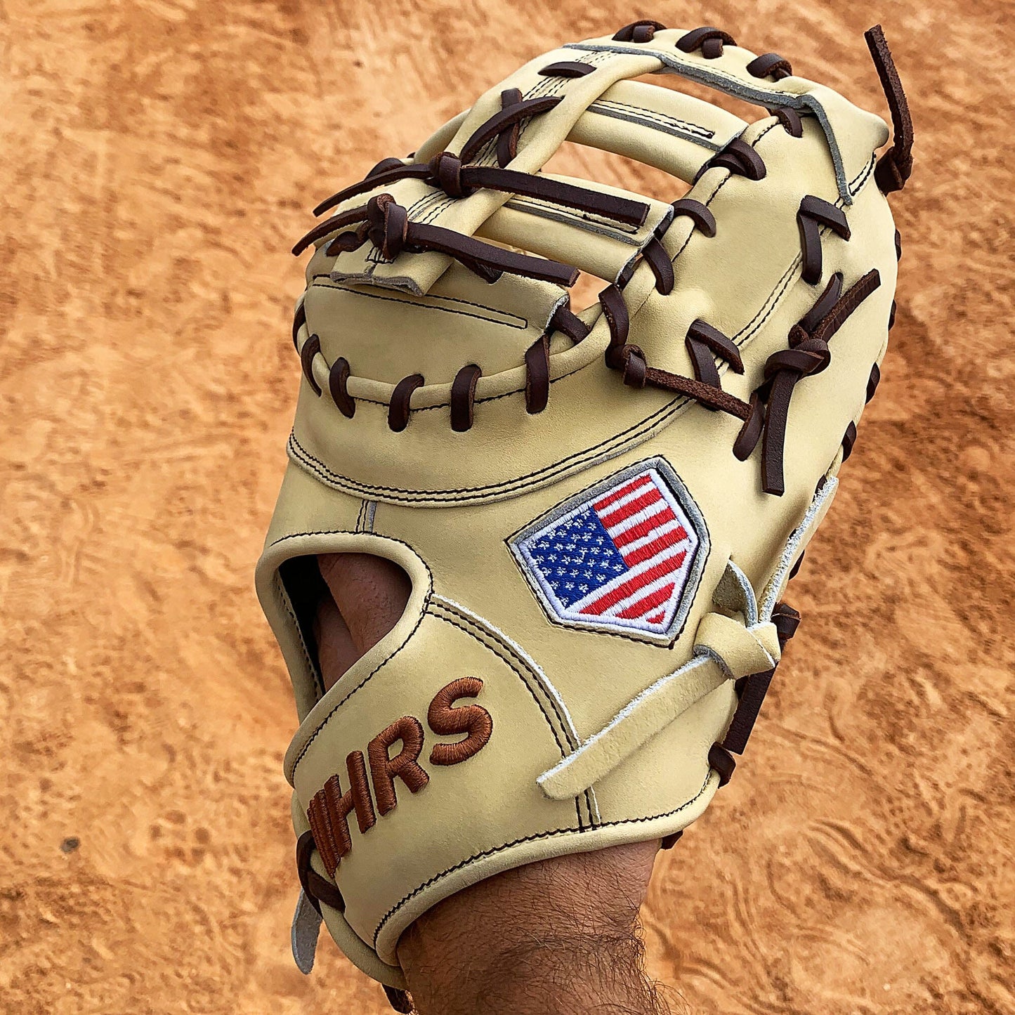 13" Baseball First Base Mitt - Cream with Dark Brown Laces