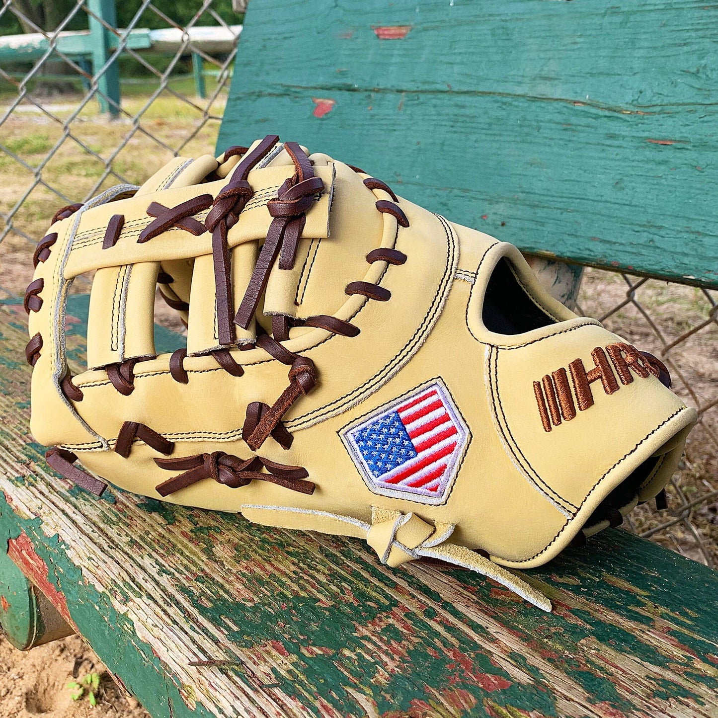 13" Baseball First Base Mitt - Cream with Dark Brown Laces