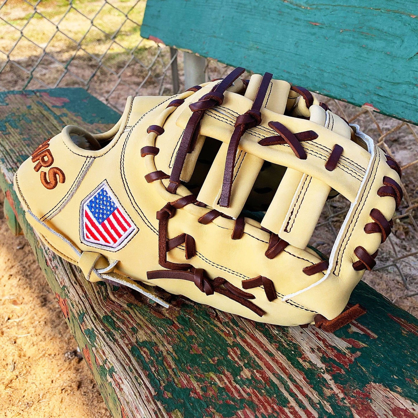 13" Baseball First Base Mitt - Cream with Dark Brown Laces