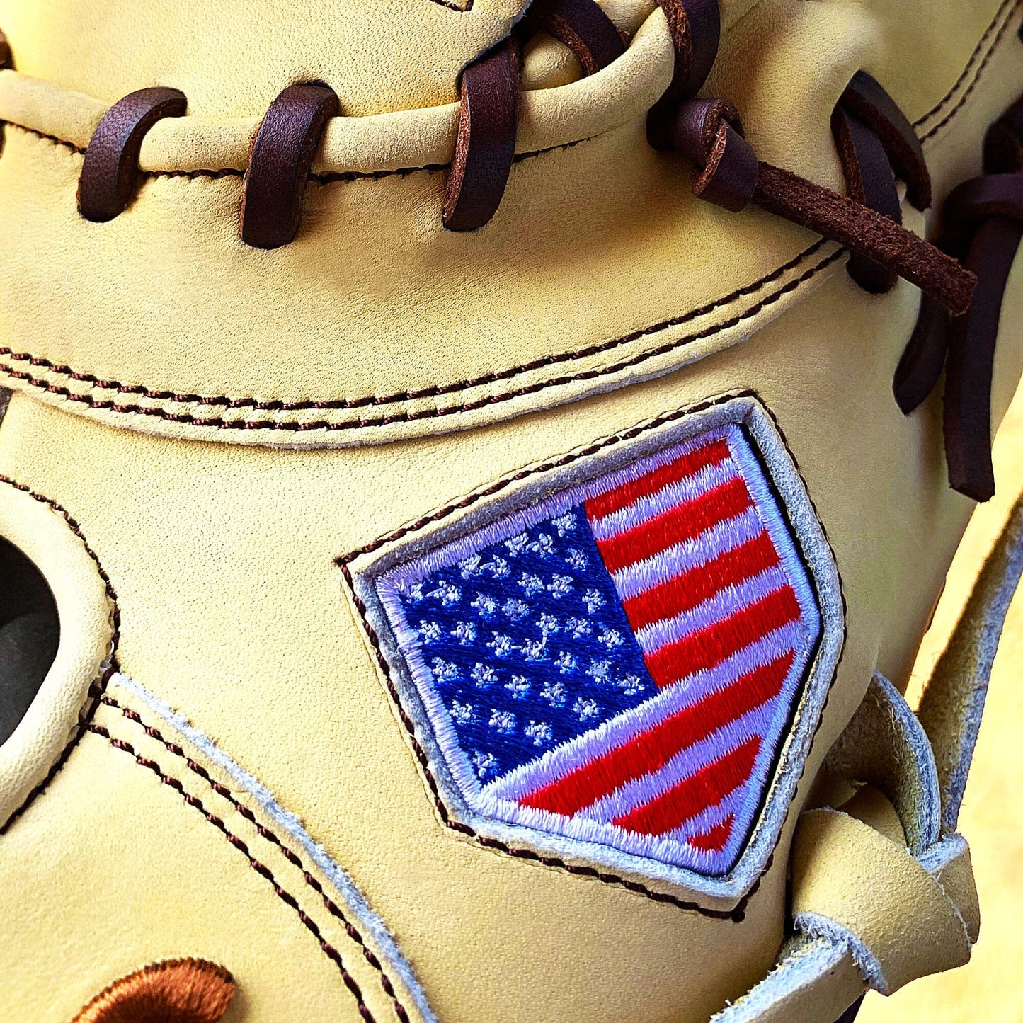 13" Baseball First Base Mitt - Cream with Dark Brown Laces