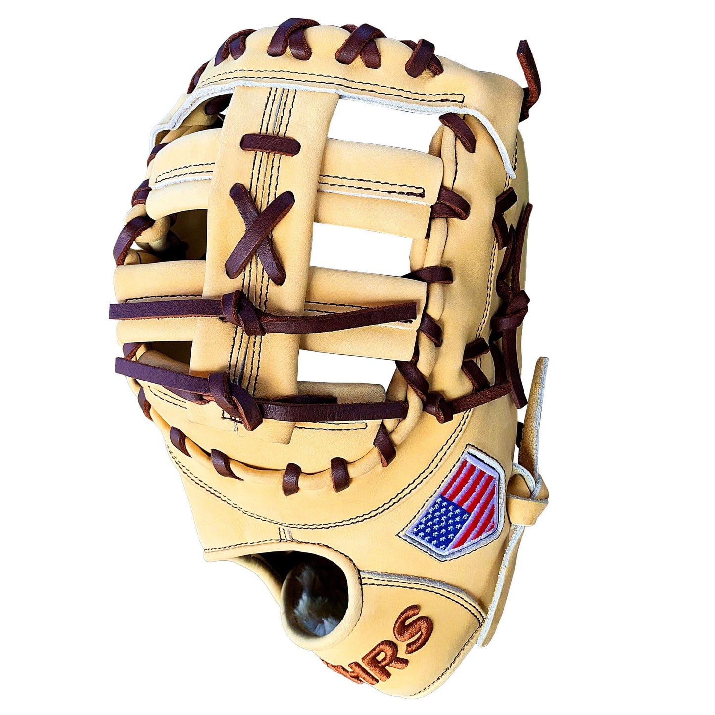 13" Baseball First Base Mitt - Cream with Dark Brown Laces