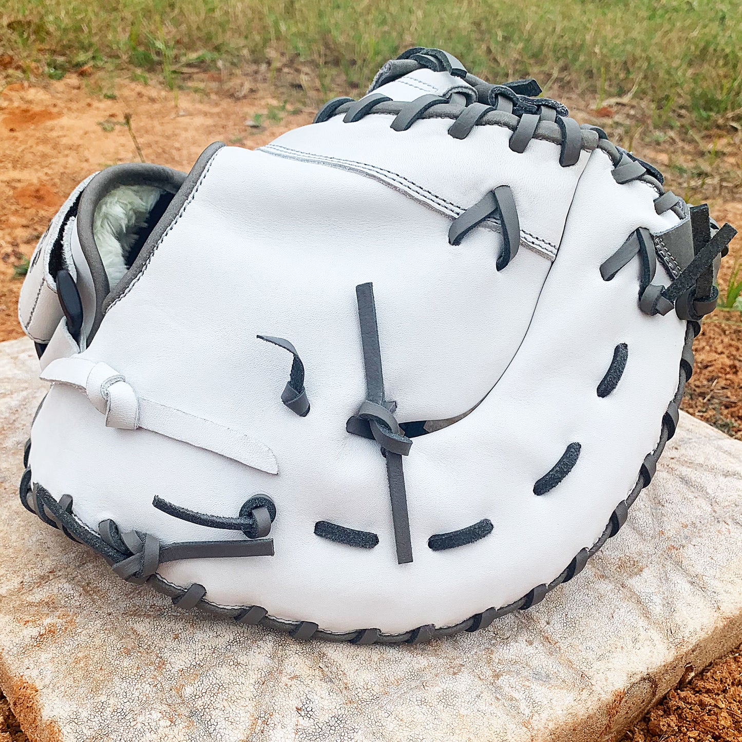 13" Softball First Base Mitt - White with Gray Laces