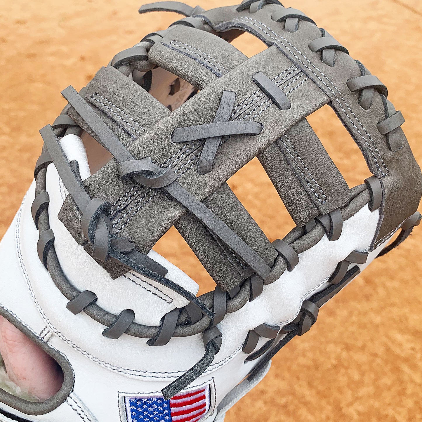 13" Softball First Base Mitt - White with Gray Laces