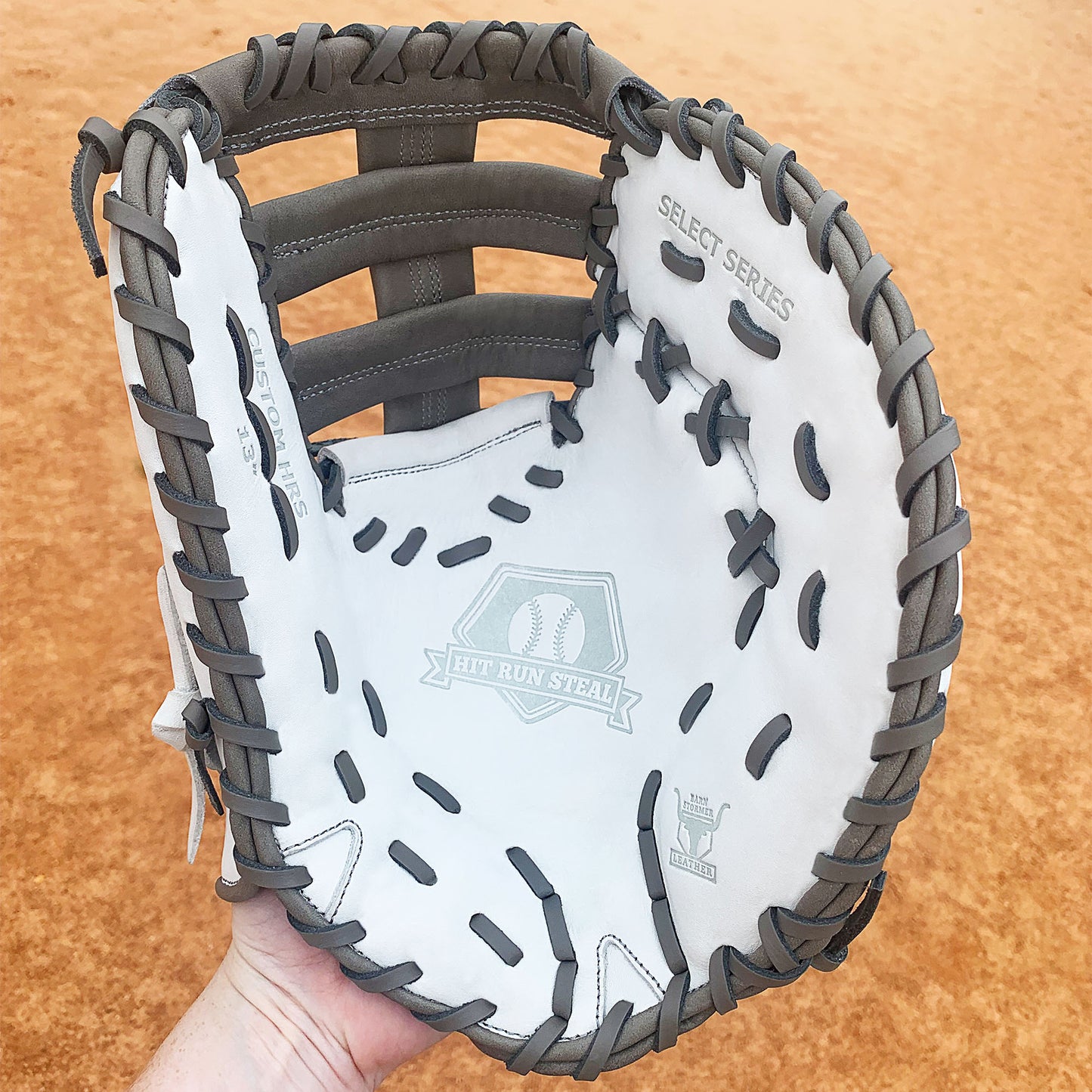 13" Softball First Base Mitt - White with Gray Laces