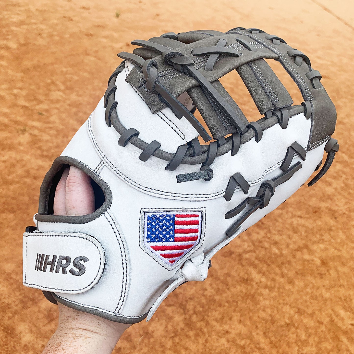 13" Softball First Base Mitt - White with Gray Laces