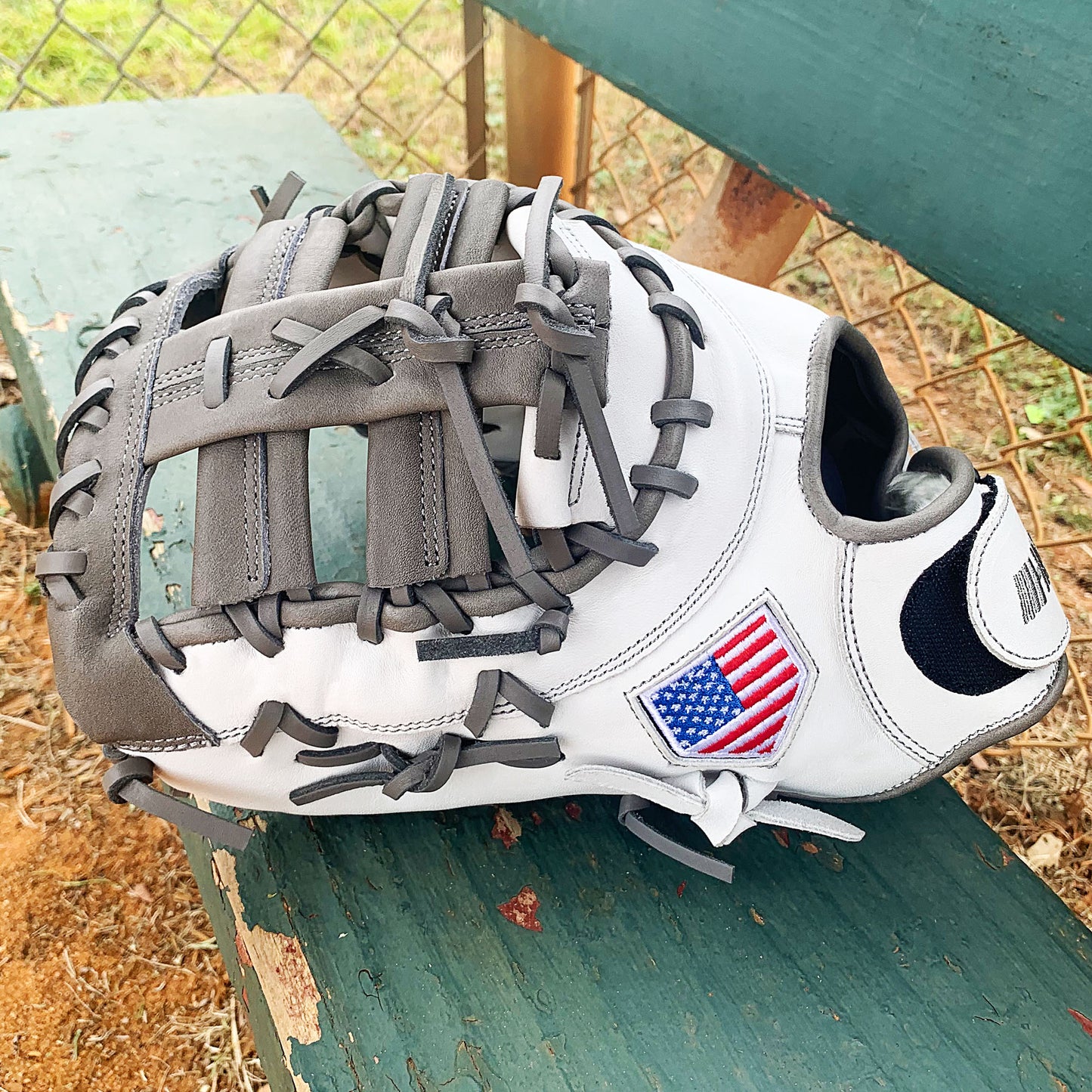 13" Softball First Base Mitt - White with Gray Laces