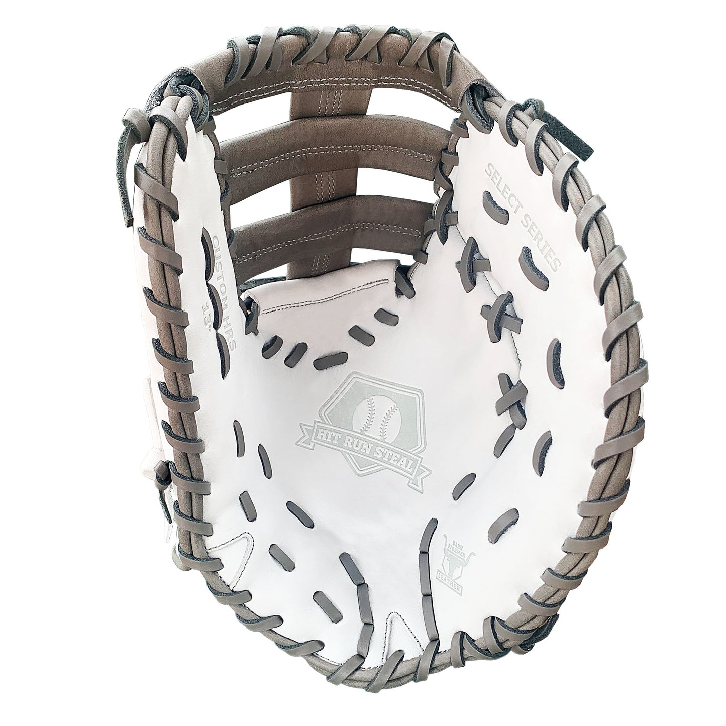 13" Softball First Base Mitt - White with Gray Laces