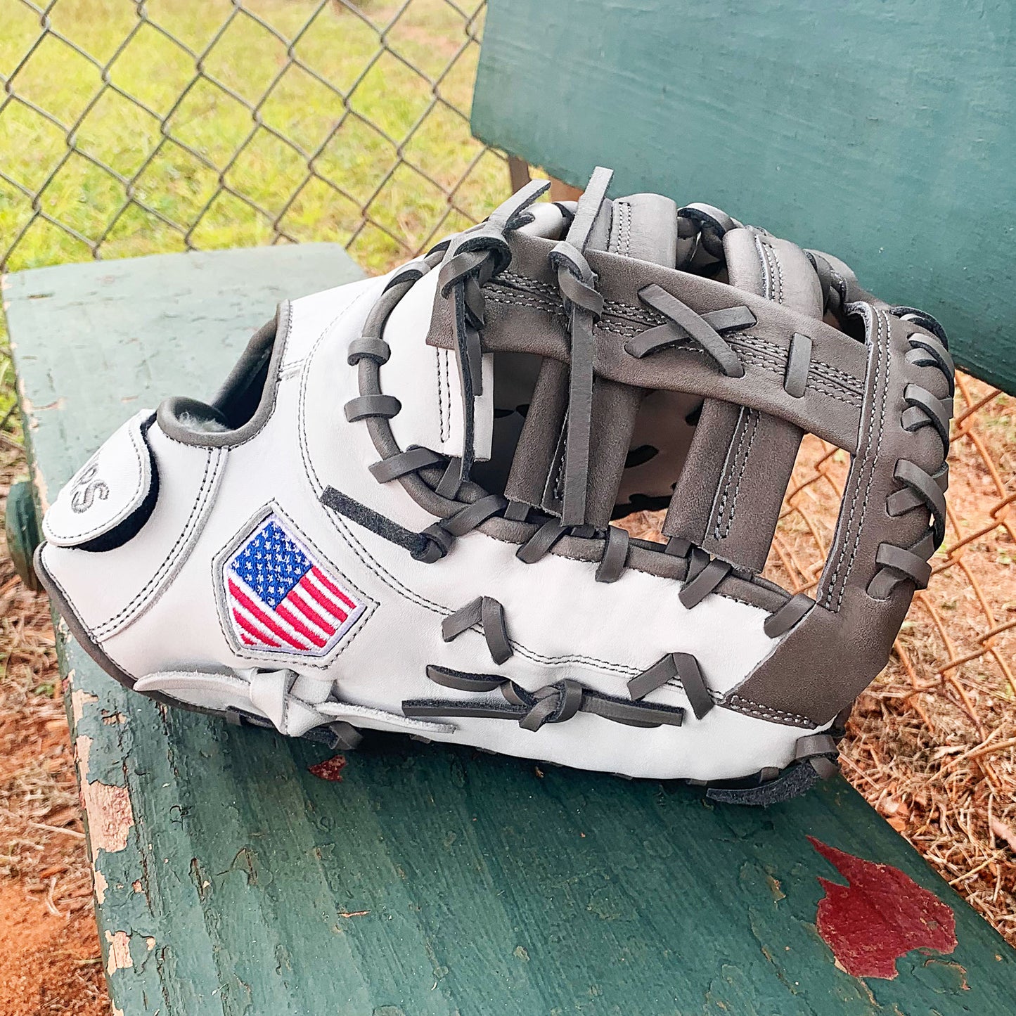 13" Softball First Base Mitt - White with Gray Laces