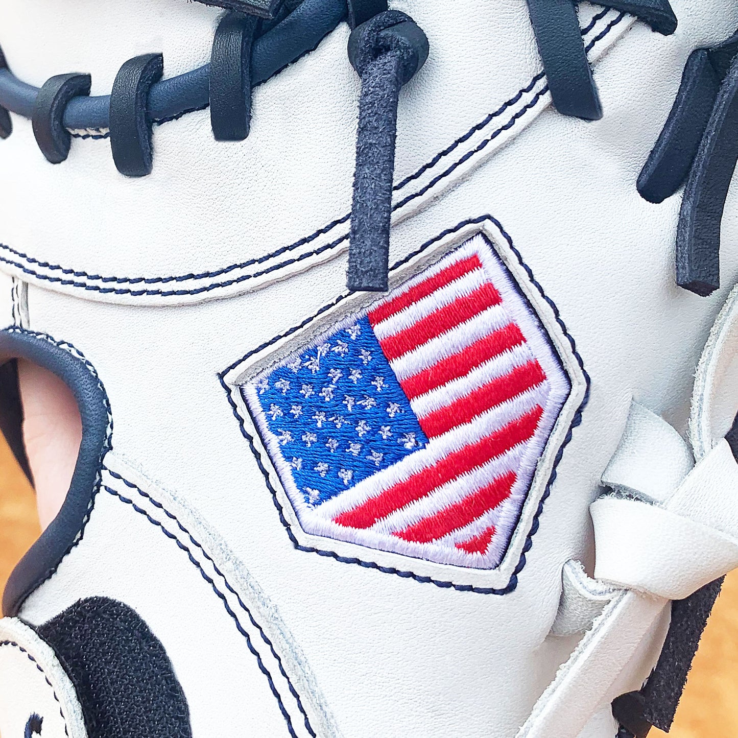 13" Softball First Base Mitt - White with Navy Laces