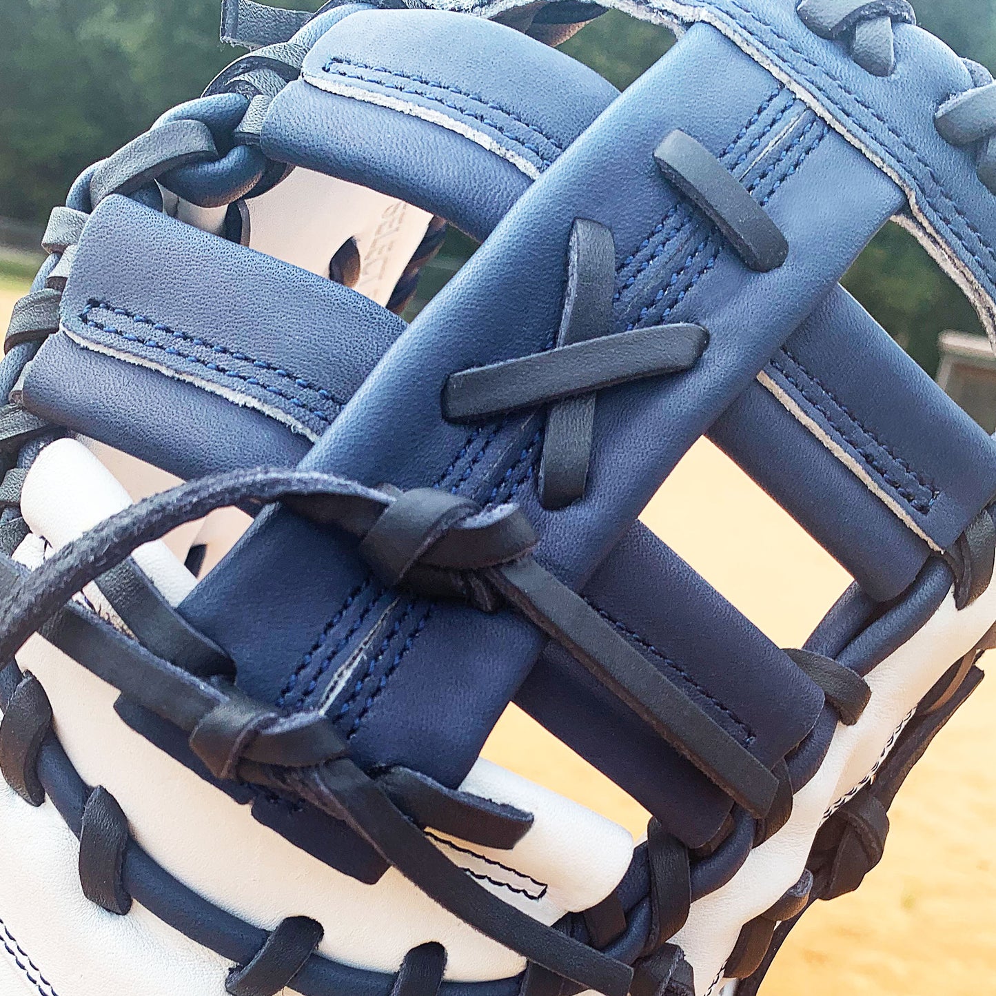 13" Softball First Base Mitt - White with Navy Laces