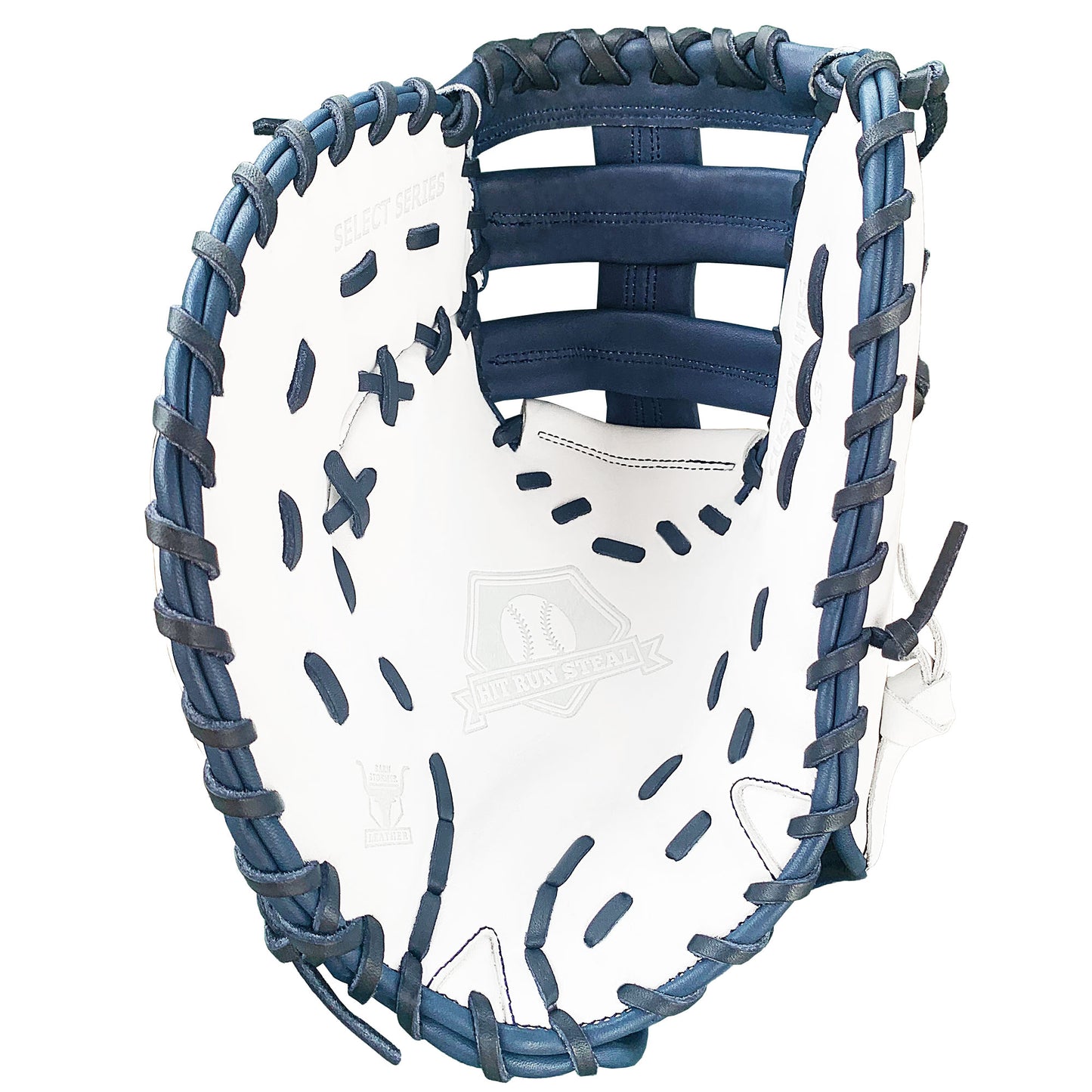 13" Softball First Base Mitt - White with Navy Laces