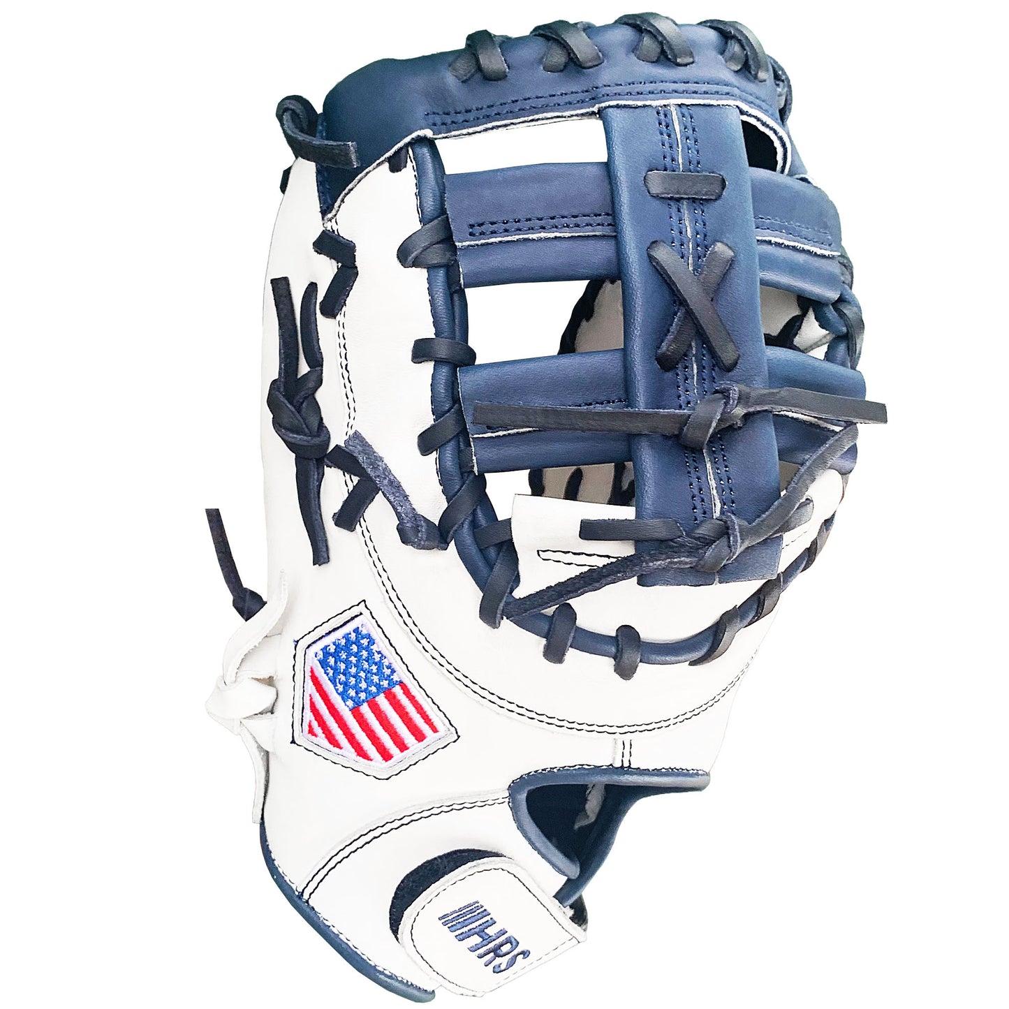13" Softball First Base Mitt - White with Navy Laces
