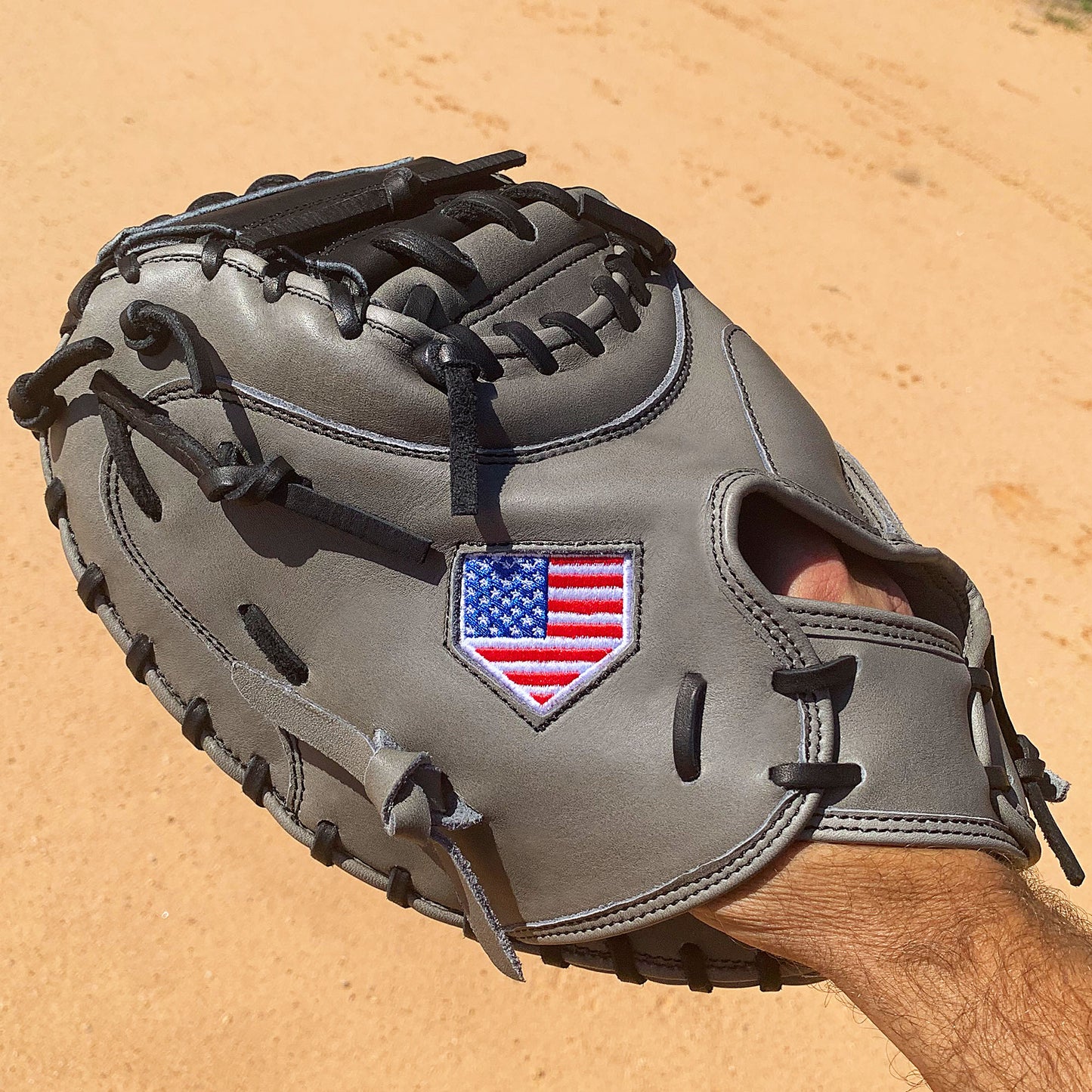 33.5" Baseball Catcher's Mitt - Gray with Black Web and Black Laces