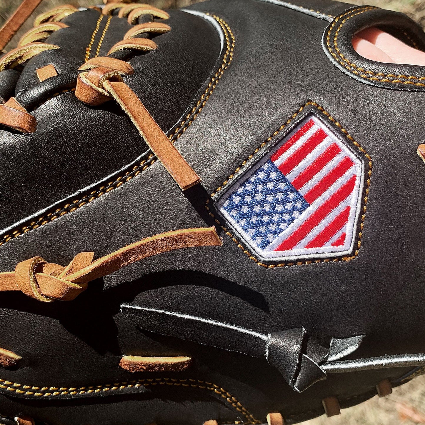 33.5" - Baseball Catcher's Mitt - Black with Tan Laces