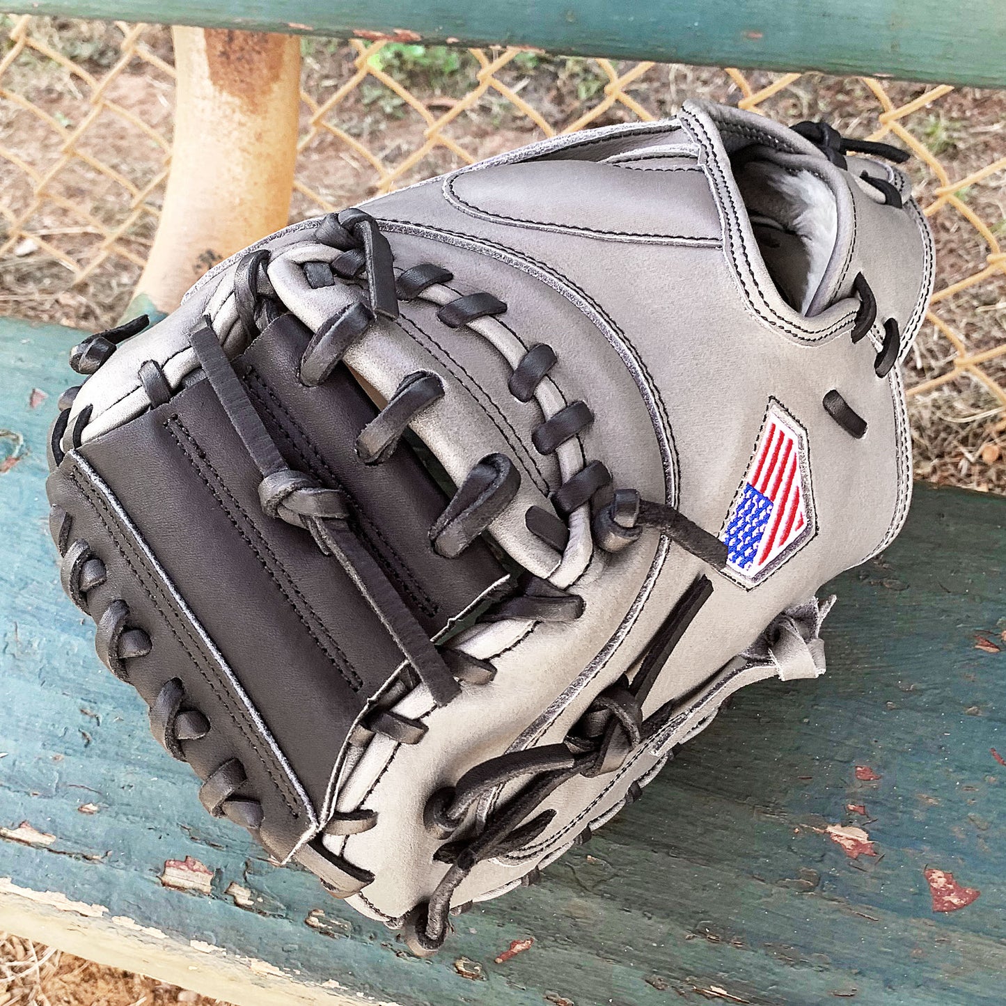 33.5" Baseball Catcher's Mitt - Gray with Black Web and Black Laces