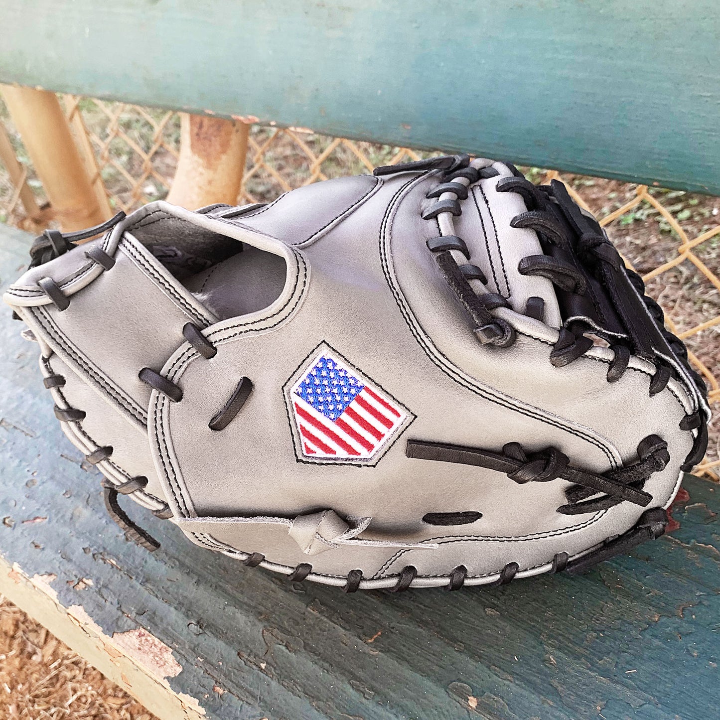 33.5" Baseball Catcher's Mitt - Gray with Black Web and Black Laces