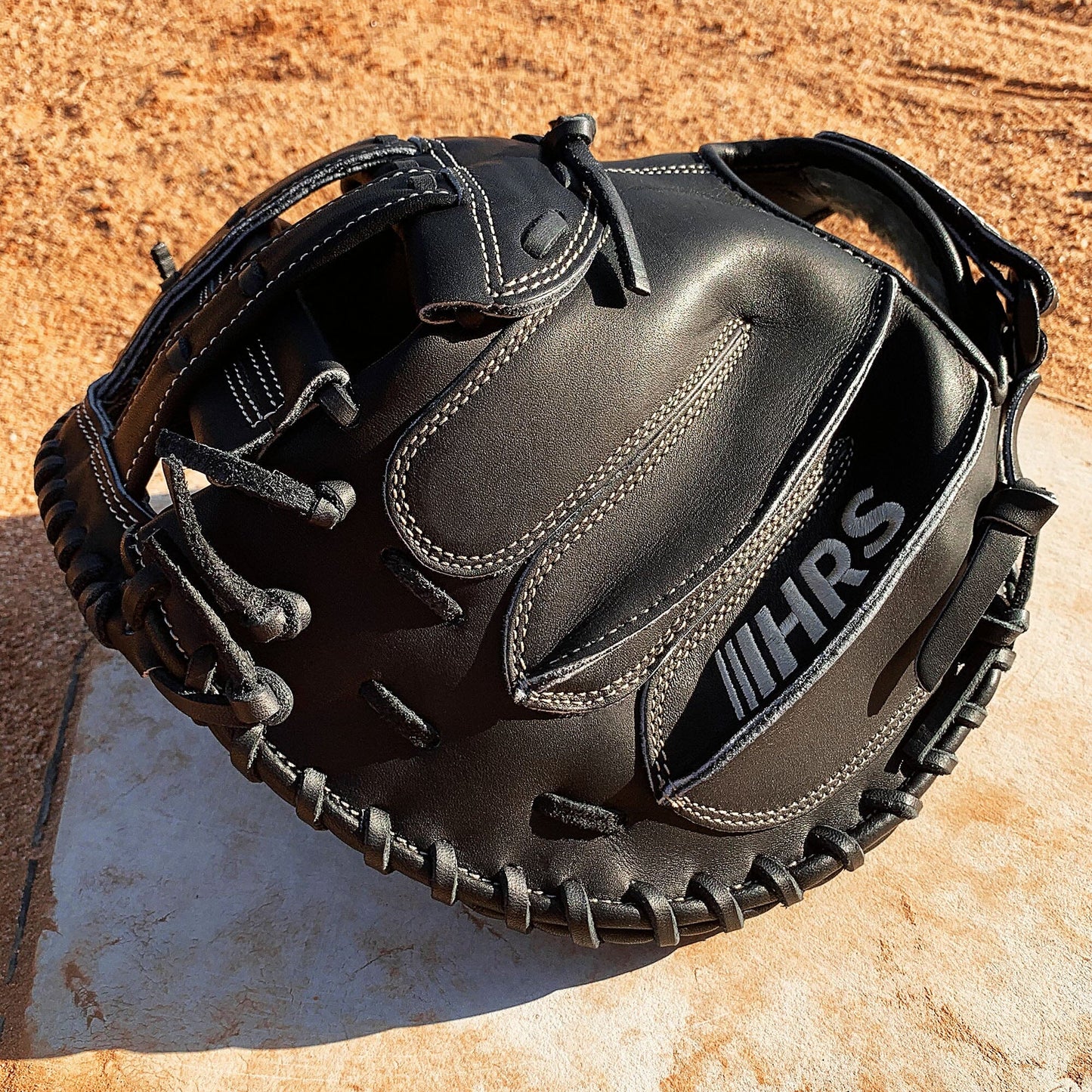 34" Softball Catcher's Mitt - Black with Black Laces