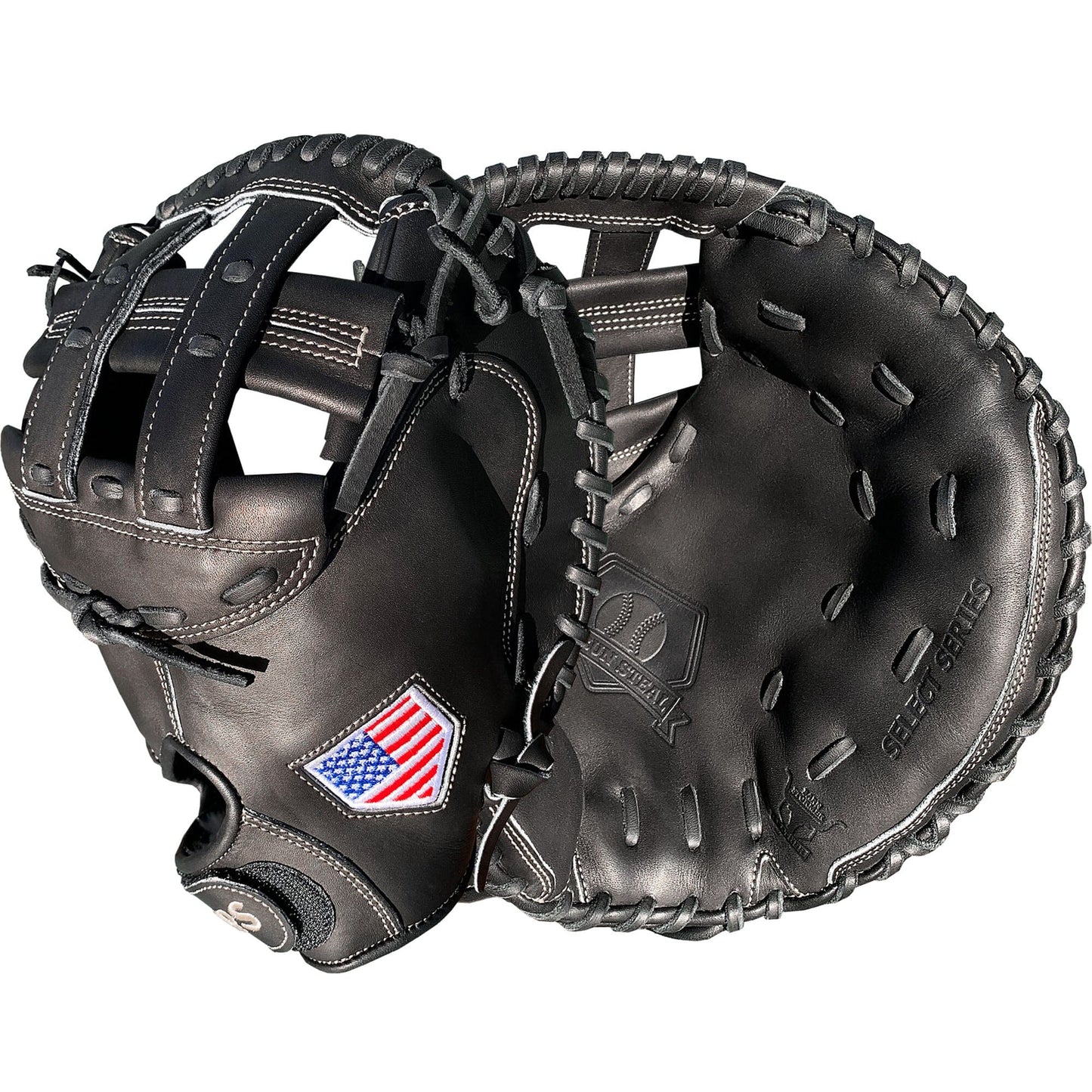 34" Softball Catcher's Mitt - Black with Black Laces