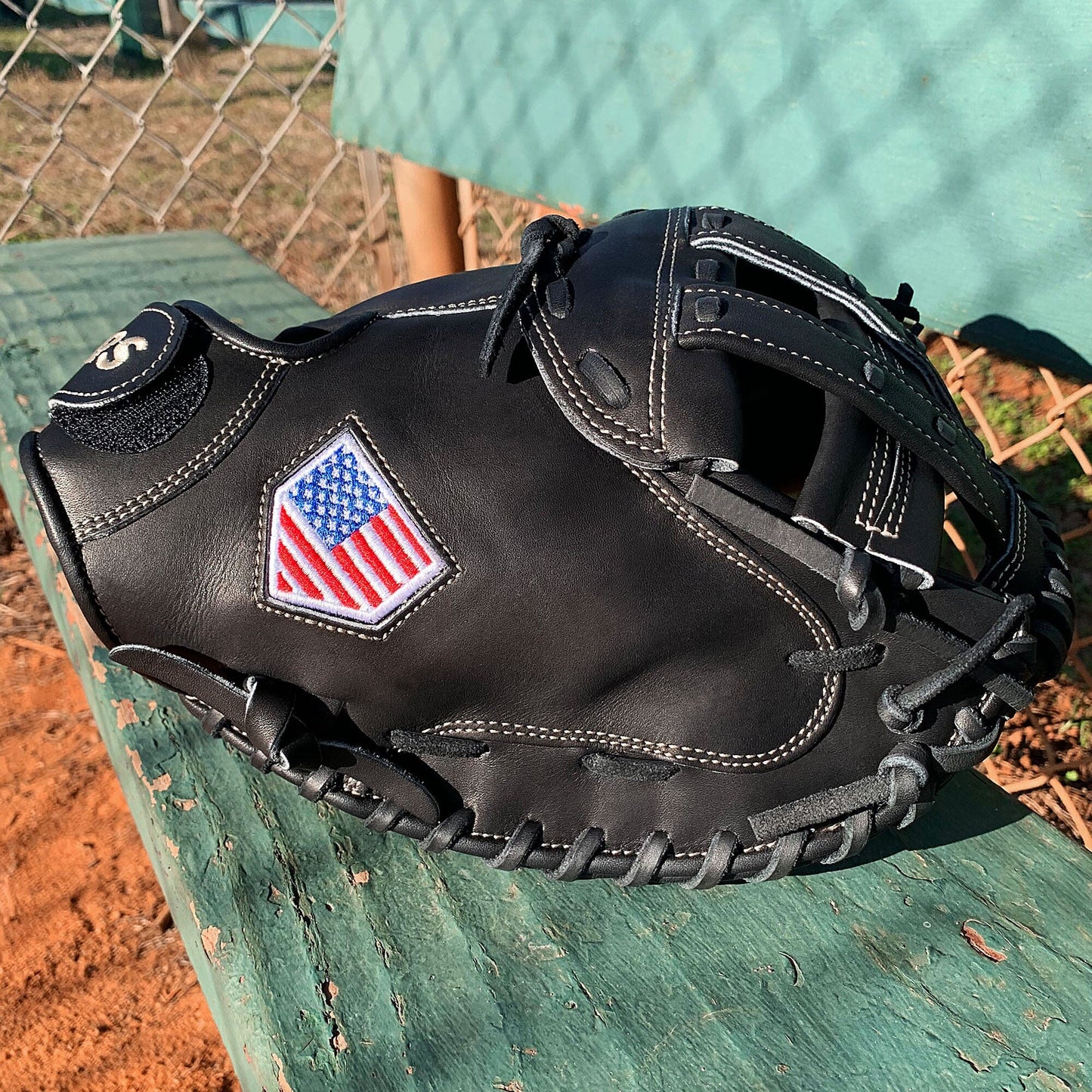 34" Softball Catcher's Mitt - Black with Black Laces