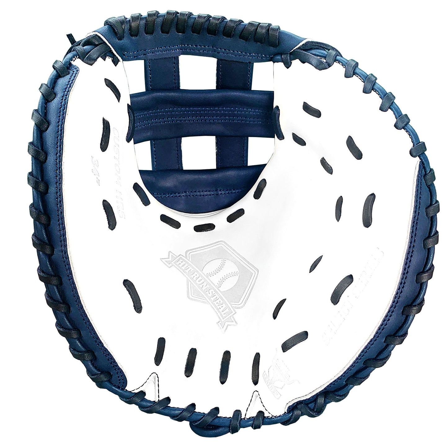 34" Softball Catcher's Mitt - White with Navy Laces