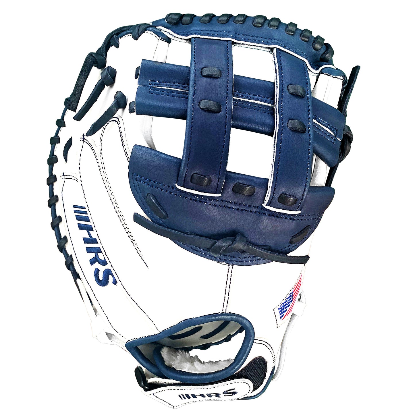 34" Softball Catcher's Mitt - White with Navy Laces