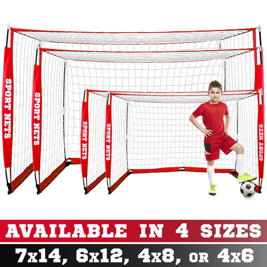 Portable Soccer Goal With Carry Bag - 4 Sizes 4' X 6' - 4' X 8' - 6' X 12' - 7' x 14'