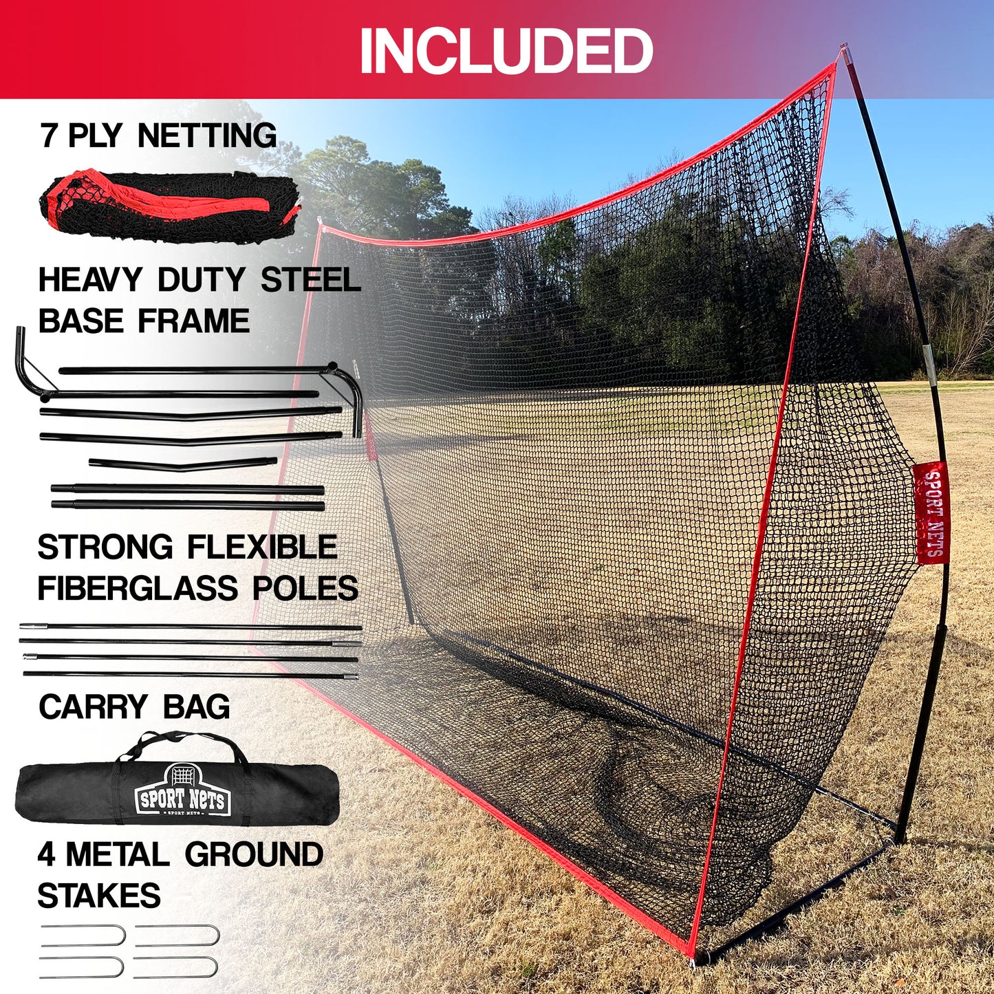 Heavy Duty 10x7 Golf Hitting Net & Mat - Perfect Golf Practice Net. Use Indoor, Outdoor, Garage, Backyard, Or In Any Open Field