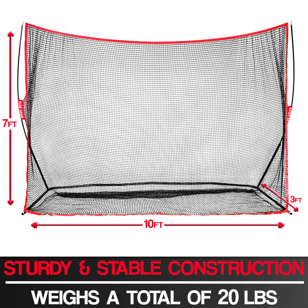 Heavy Duty 10x7 Golf Hitting Net - Perfect Golf Practice Net. Use Indoor, Outdoor, Garage, Backyard, Or In Any Open Field