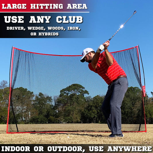 Heavy Duty 10x7 Golf Hitting Net - Perfect Golf Practice Net. Use Indoor, Outdoor, Garage, Backyard, Or In Any Open Field